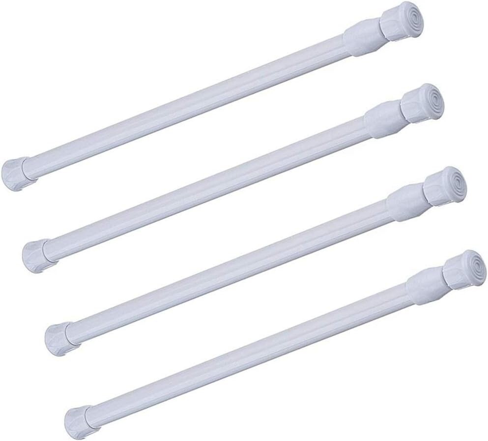 4 Pack Tension Rods 28-48 Inches Adjustable Spring Steel Cupboard Bars White