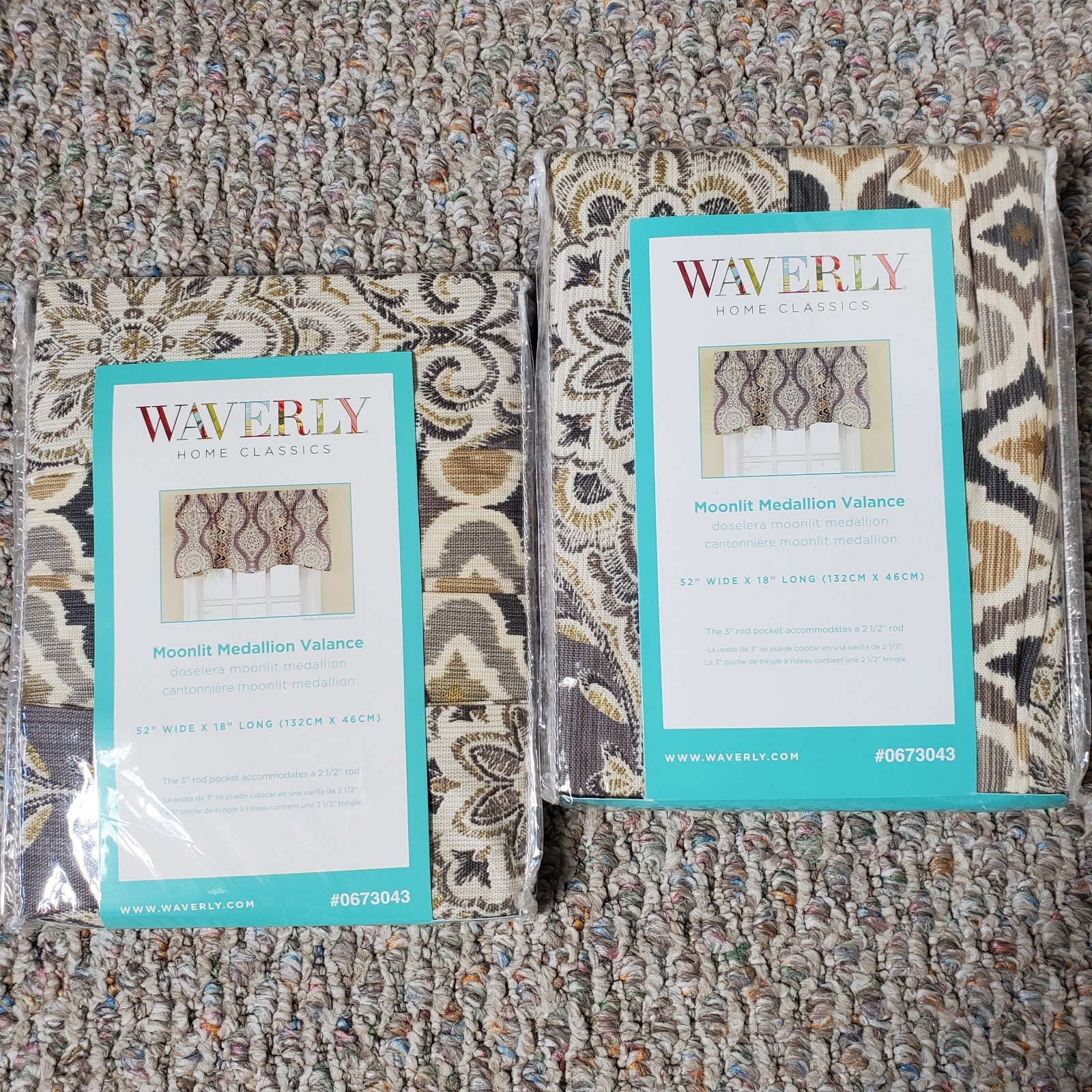 Lot Of 2 Waverly Moonlit Medallion Mineral Valances 52″ x 18″ Window Decor New