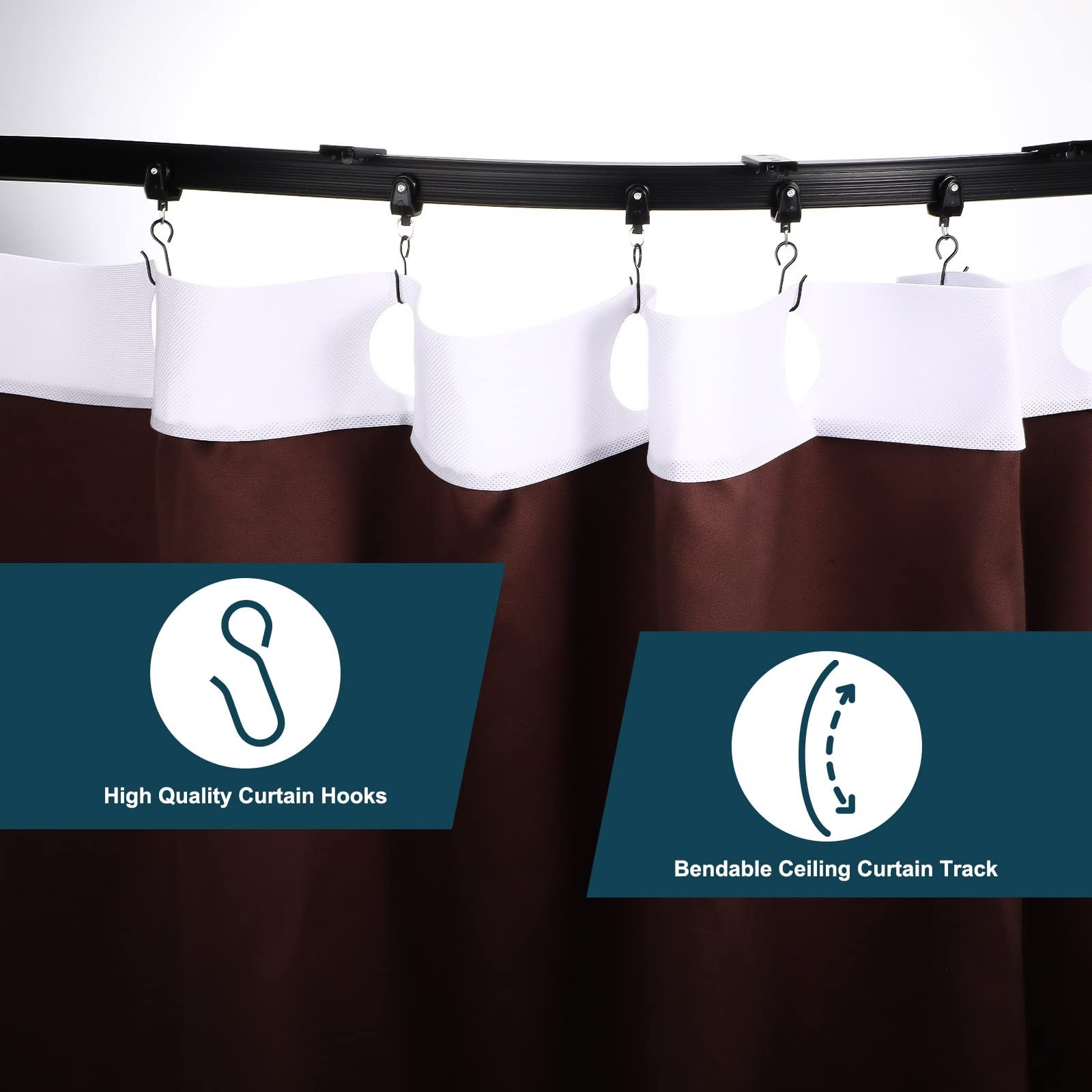 Cortina De Techo Curvo Montaje Flexible Para Riel De Cortina Litera Ventana S…