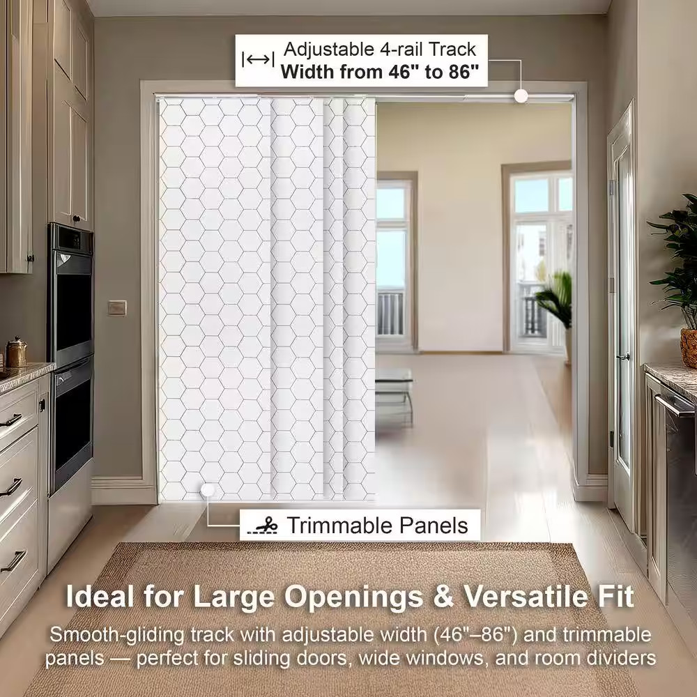 Hexagon Cordless Light Filtering Adjustable Sliding Panel Track Blind with 23 In