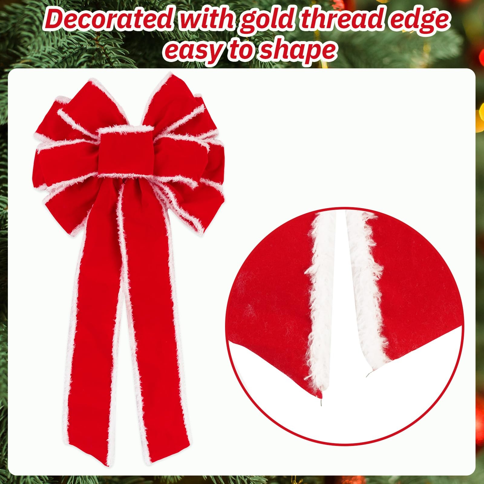 Large Christmas Bows 10.5X20.5 Red Velvet Tree Topper Wreath Holiday 1 Pack