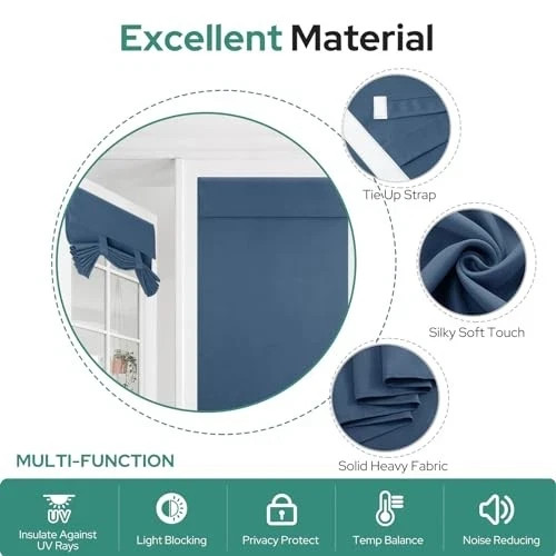 Blackout French Door Curtain, Privacy Door 26″W x 40″L (Pack of 1) Dark Teal