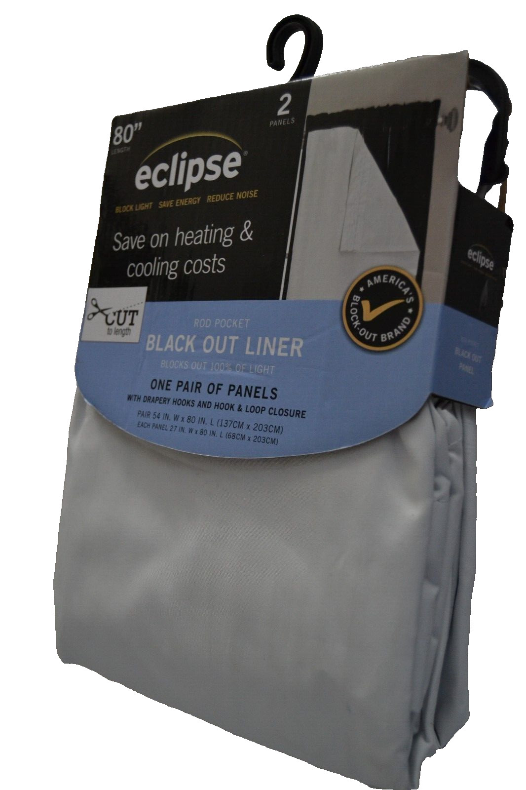 Eclipse 80 Inch Black Out Liner Panel 2 Panels 54″ x 80″ White NEW