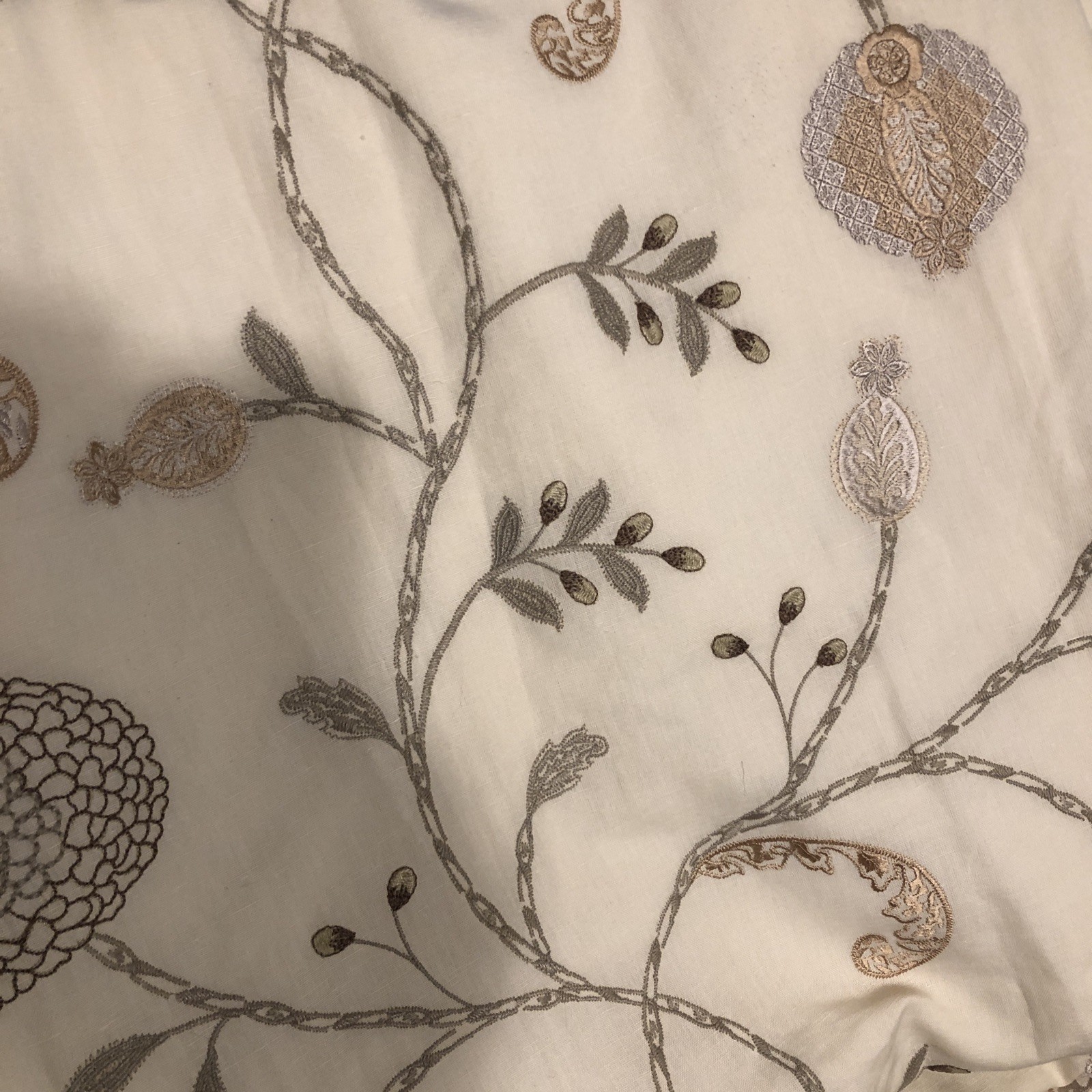 Quality Linen Cotton Embroidered Floral 2x Window Curtain Panels 48×96 Back Tab