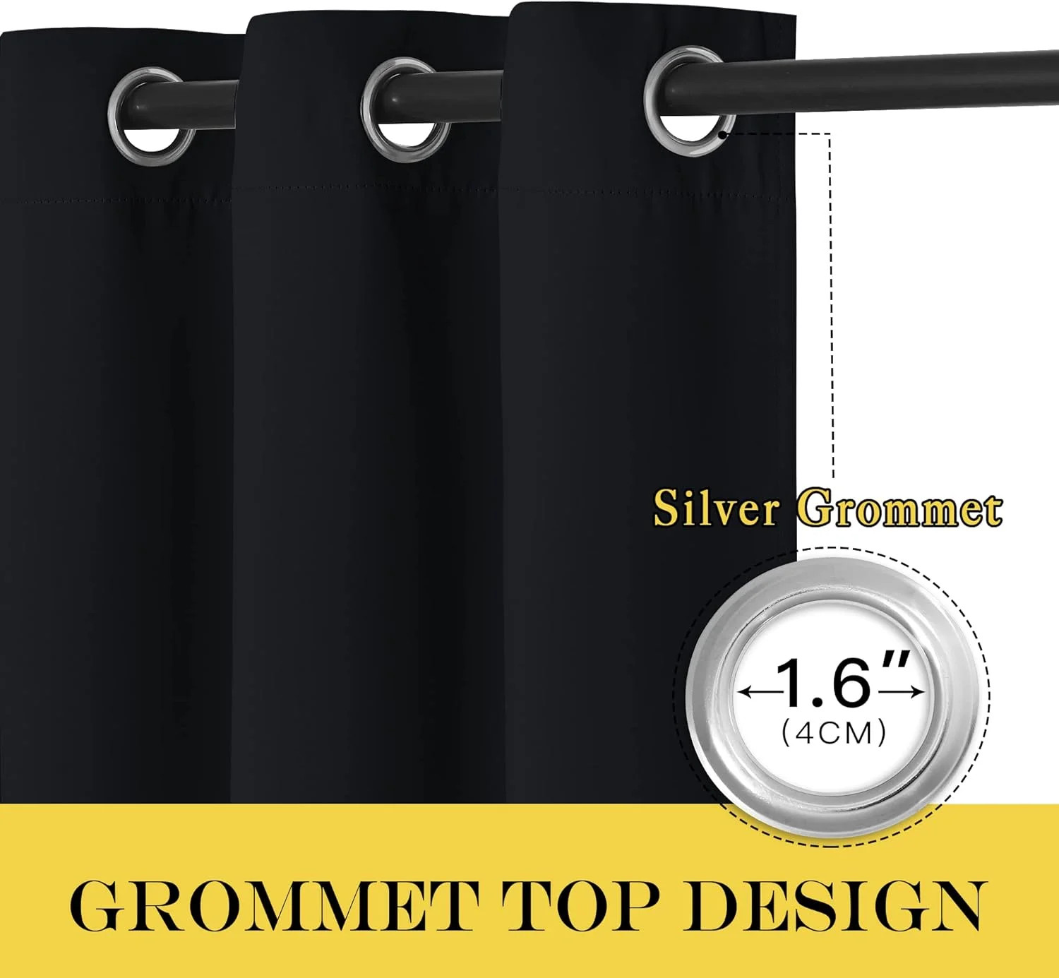 Black Out Curtains 63 Inch Long – Grommet Thermal Insulated Modern Room Darkenin