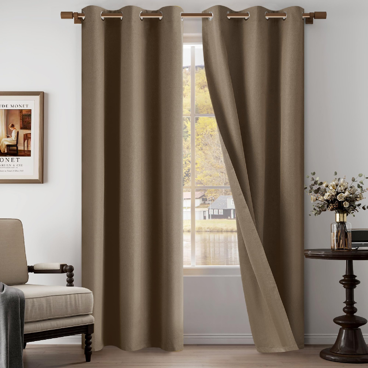 Oyring Light Weight Curtains 100 Blackout Linen Textured Curtains 96 Inch