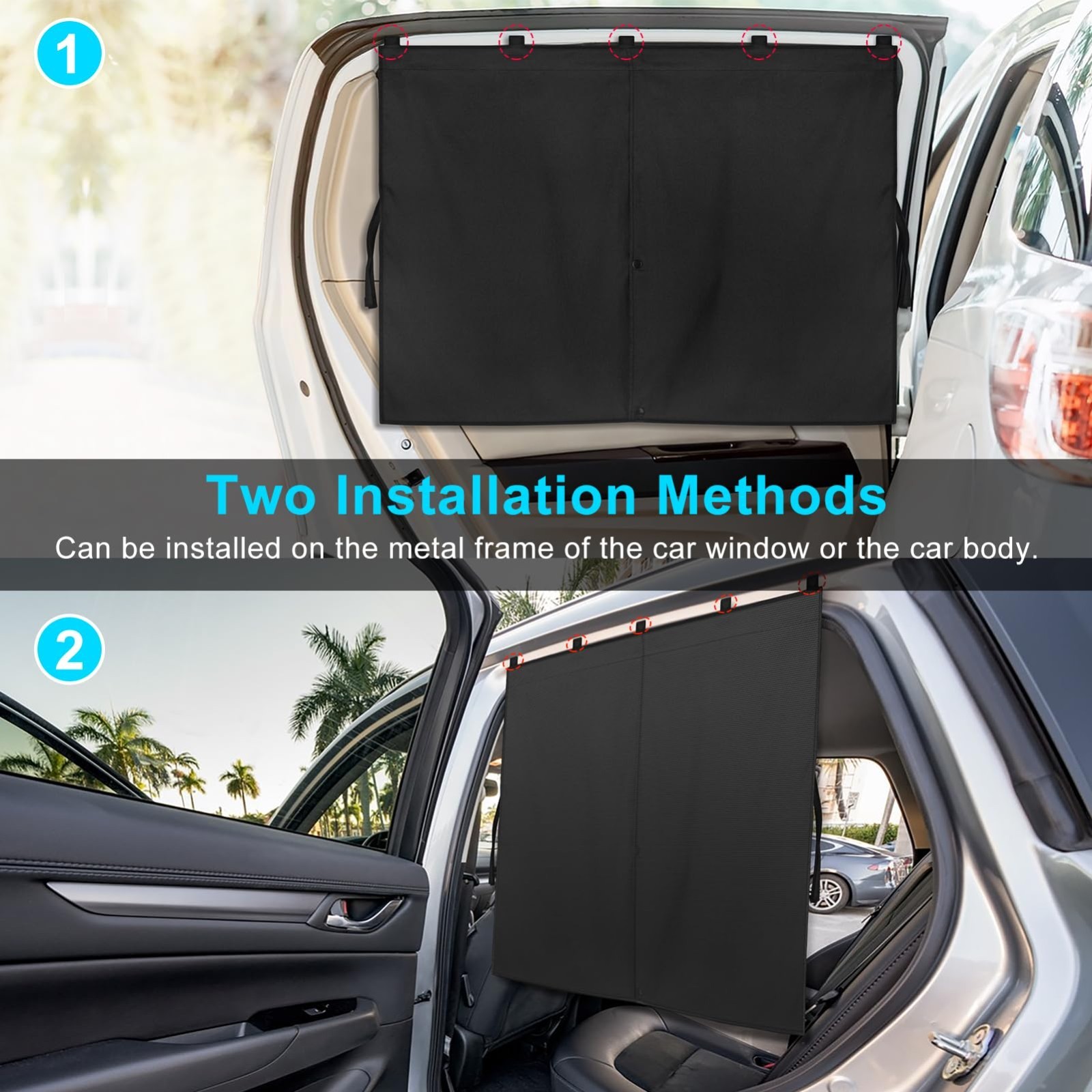 Magnetic Car Window Shades – 2 PCS Double Layer Sun Shade for Side Windows, Baby