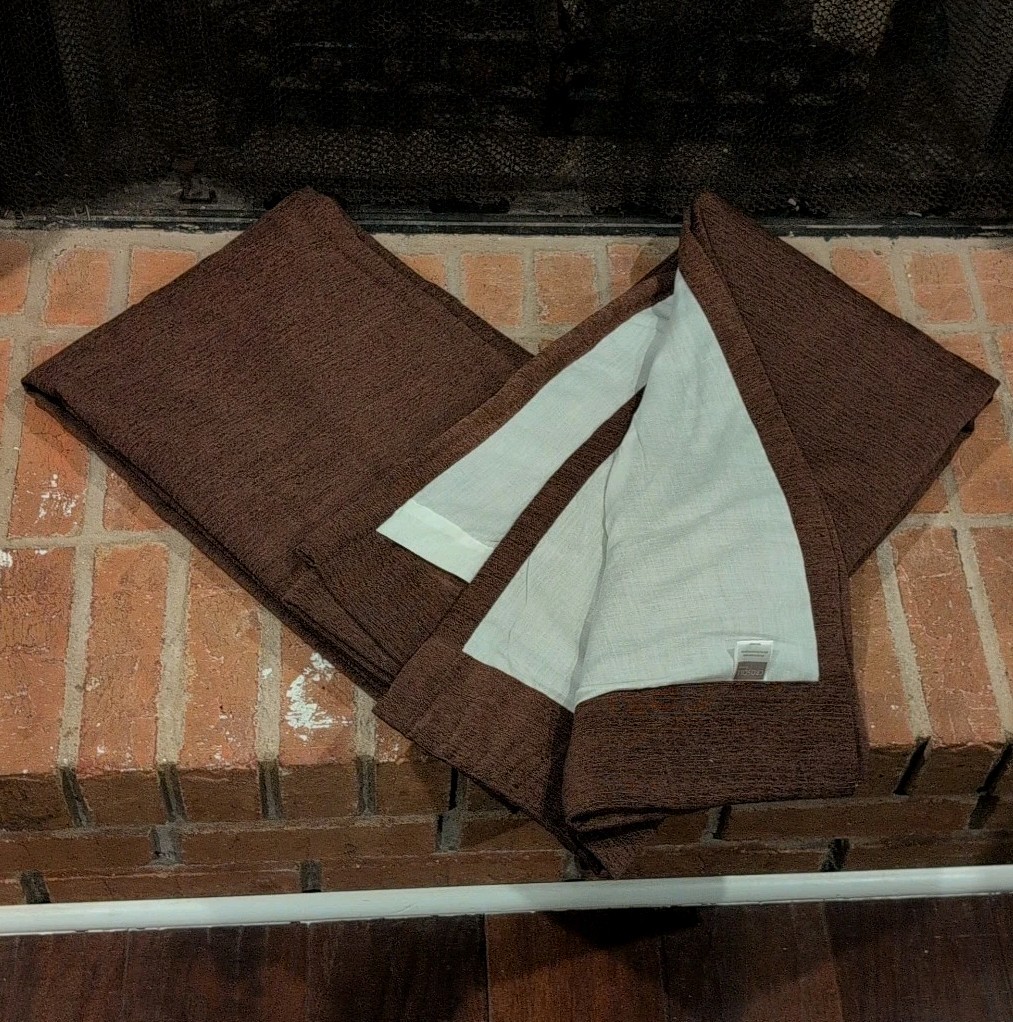 2 Croscill Home Lynne Velvet Curtain Panels 43″x94″ Brown Sage Button Pole Top