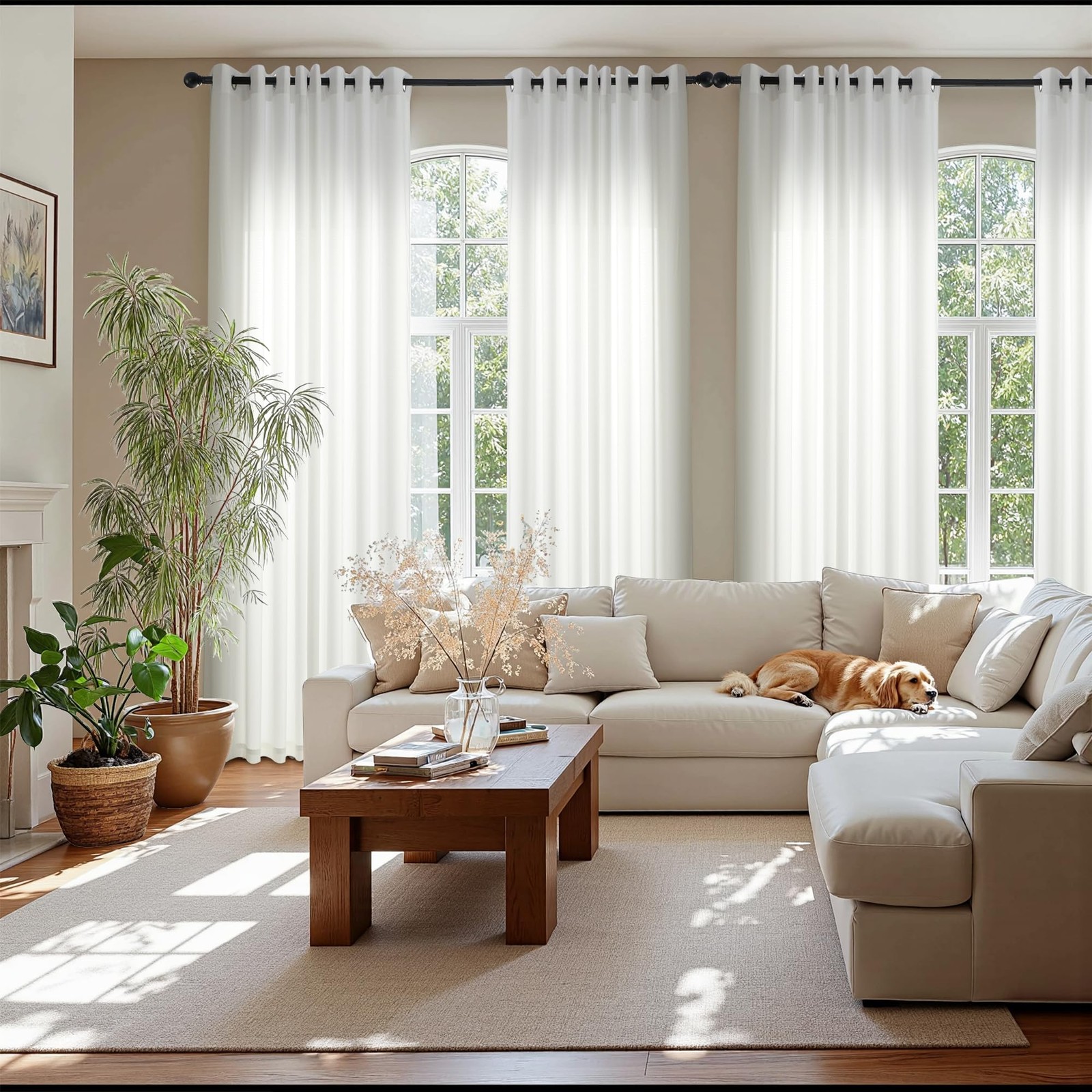Non See Through White Privacy Sheer Curtains 52 X 72 Inches Long 2 Panels Set…