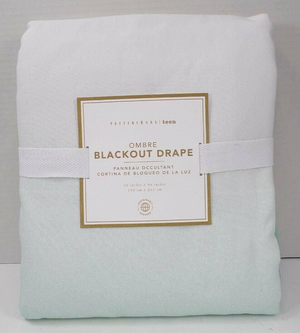 Pottery Barn Teen Ombre Blackout Drape Panel 52x 84″ Light Turquoise #Q189
