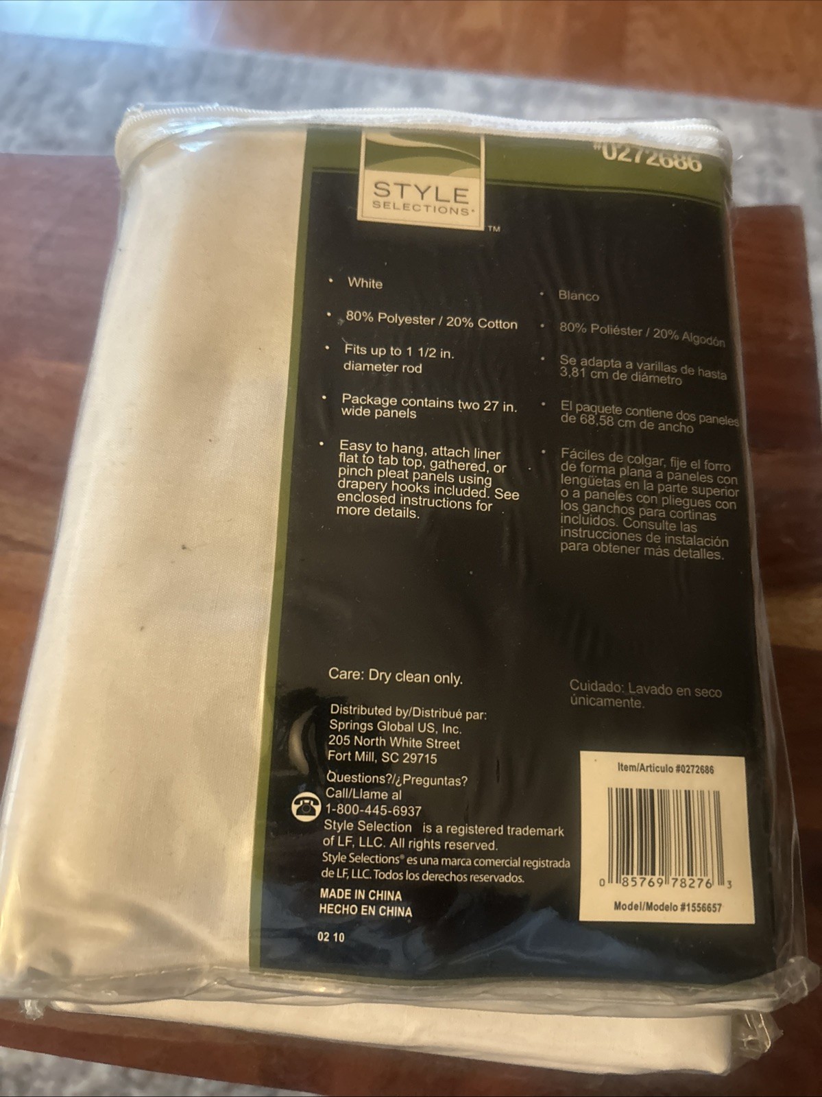 Two (2) Style Selections Energy-Saving Blackout Liner Panels 54×60 Inch White