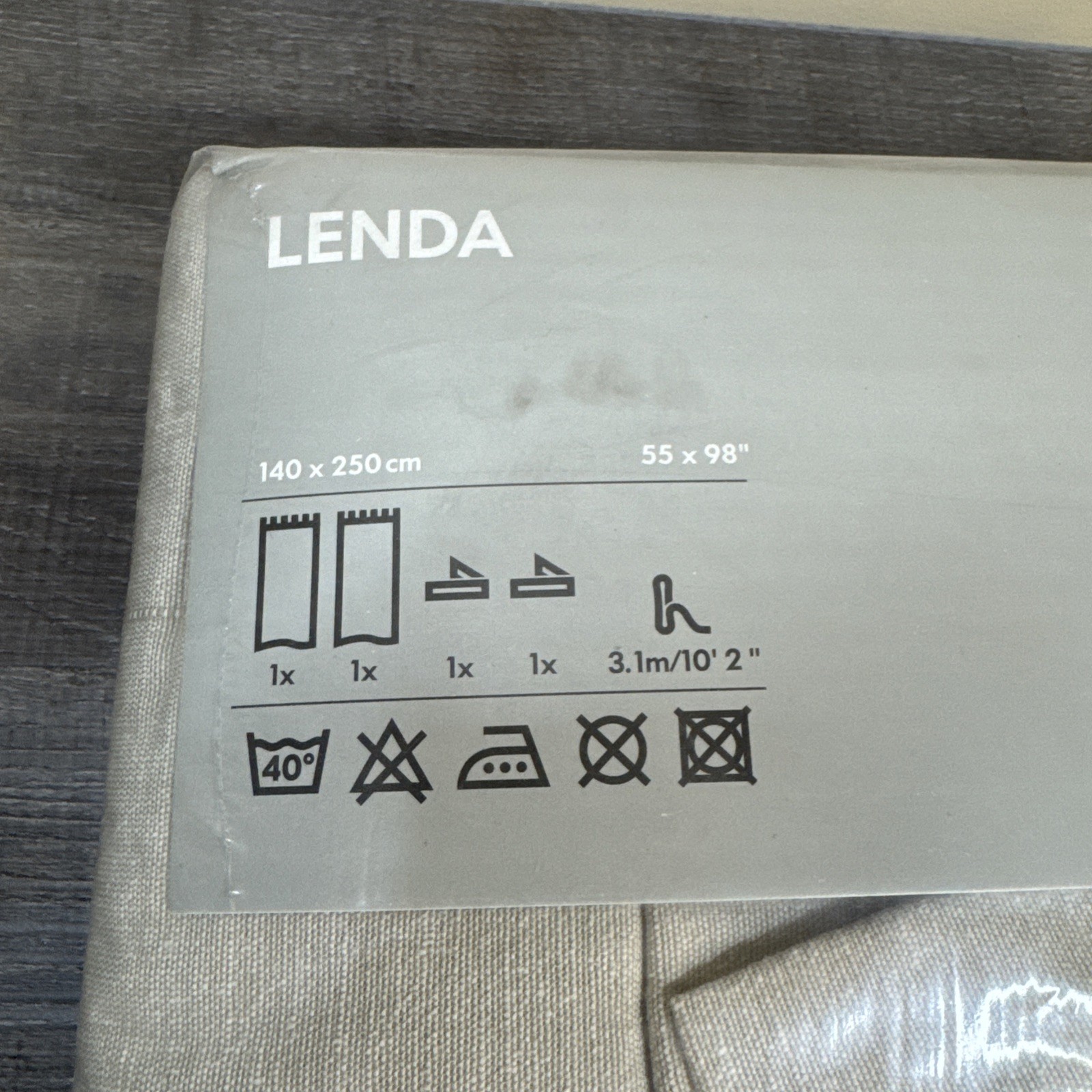 Ikea Bc LENDA Curtains 2 Panels w/Ties Cotton 55″ x 98” Sand Tan Beige NEW Tab