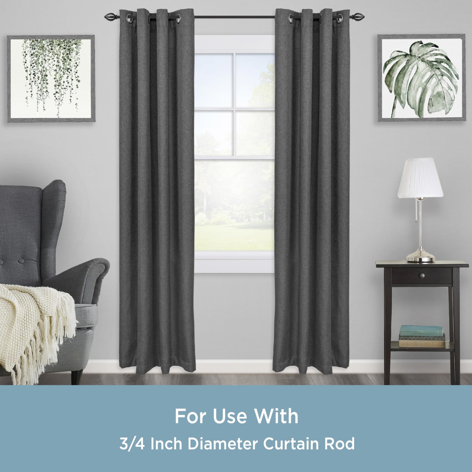 Adjustable Black Curtain Rod Brackets 2-Pack for Home Decor