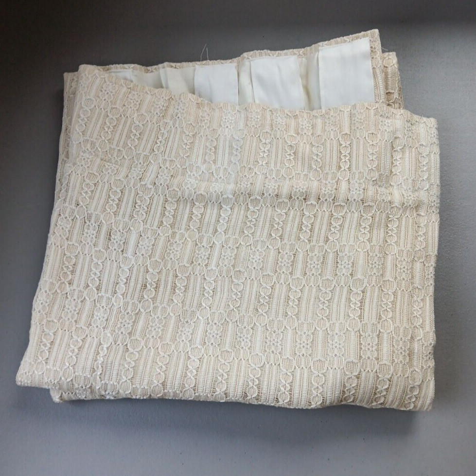 VTG Brocade Lace Cream Curtain Panel Lined Ivory 30″x86″ Boho Cottagecore MCM