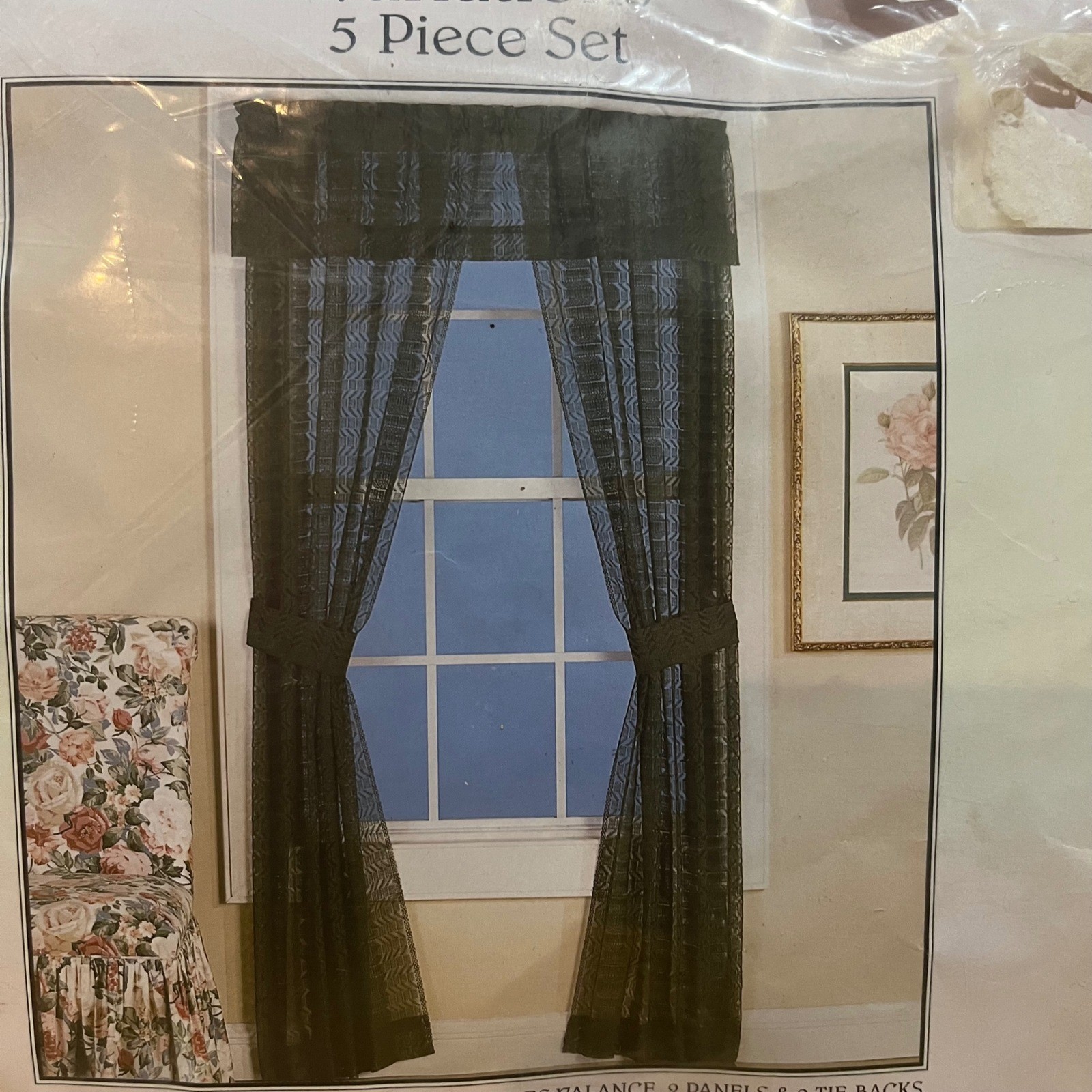 Beacon Looms Variations 5 Piece Curtain Set Burgundy 60×81 Valance Panels 4390