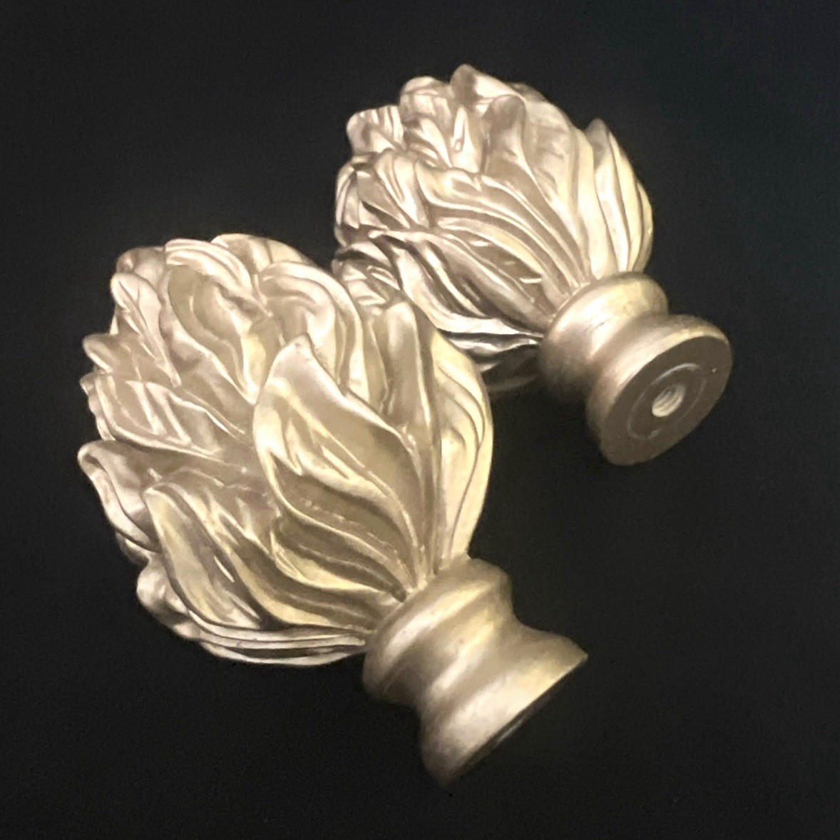 SET OF 2 – Decorative Acrylic Matte Gold Filigree Artichoke Finial