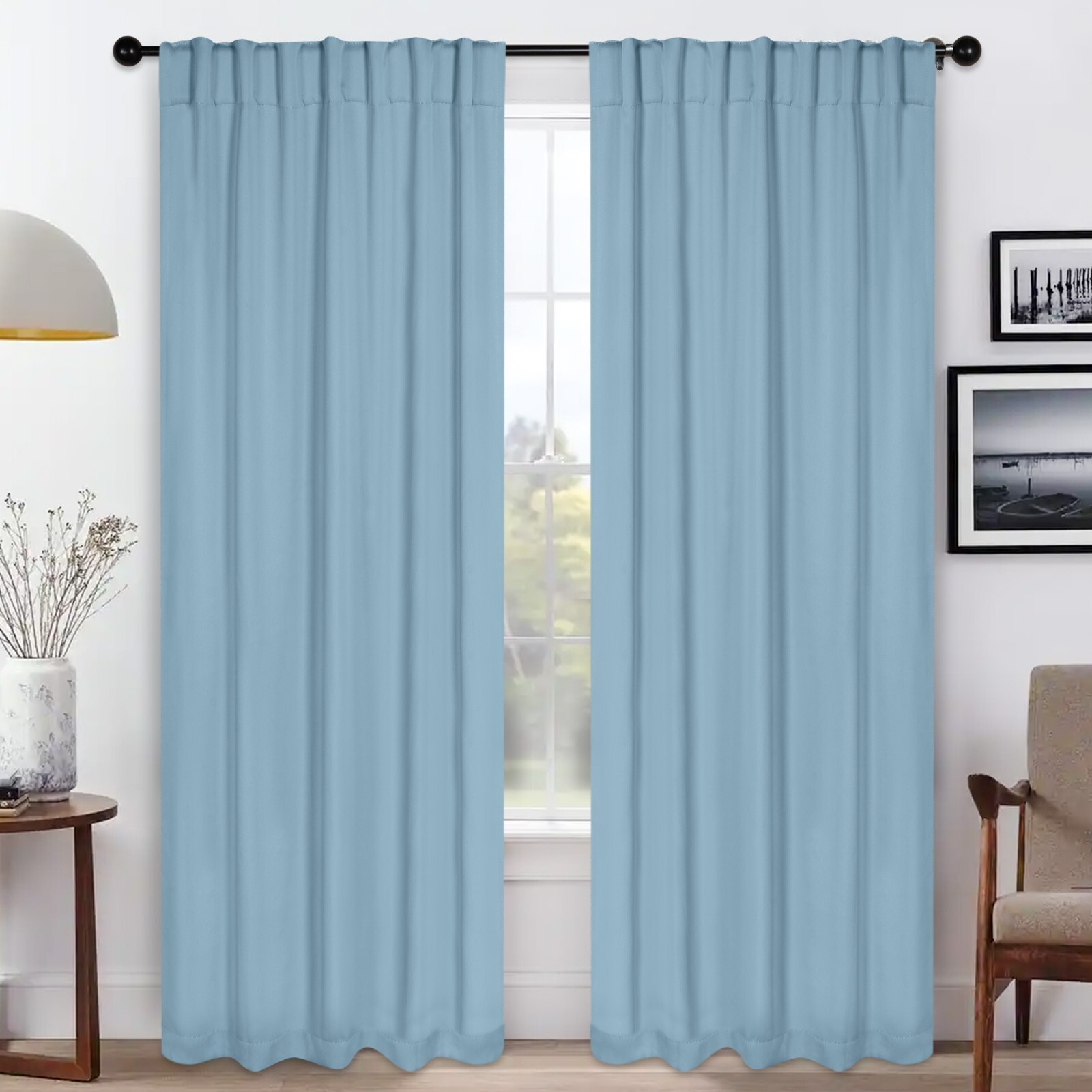 Solid Classic Polyester Modern Wrinkle & Shrink Resistant Blackout Curtain Set