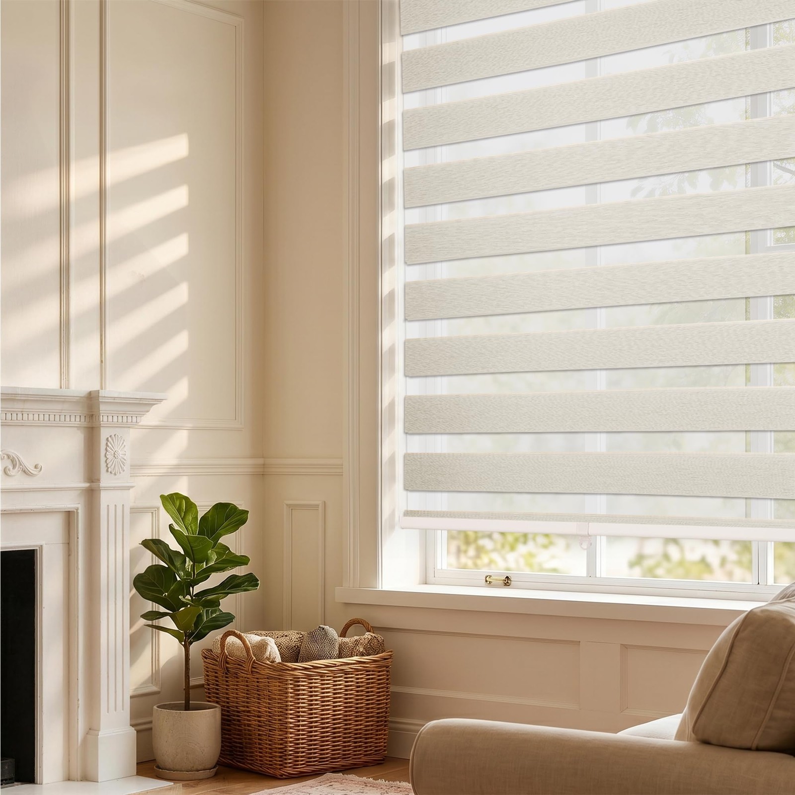 Hestia Cordless Light Filtering Zebra Shades For Windows Day Night Dual-Layer