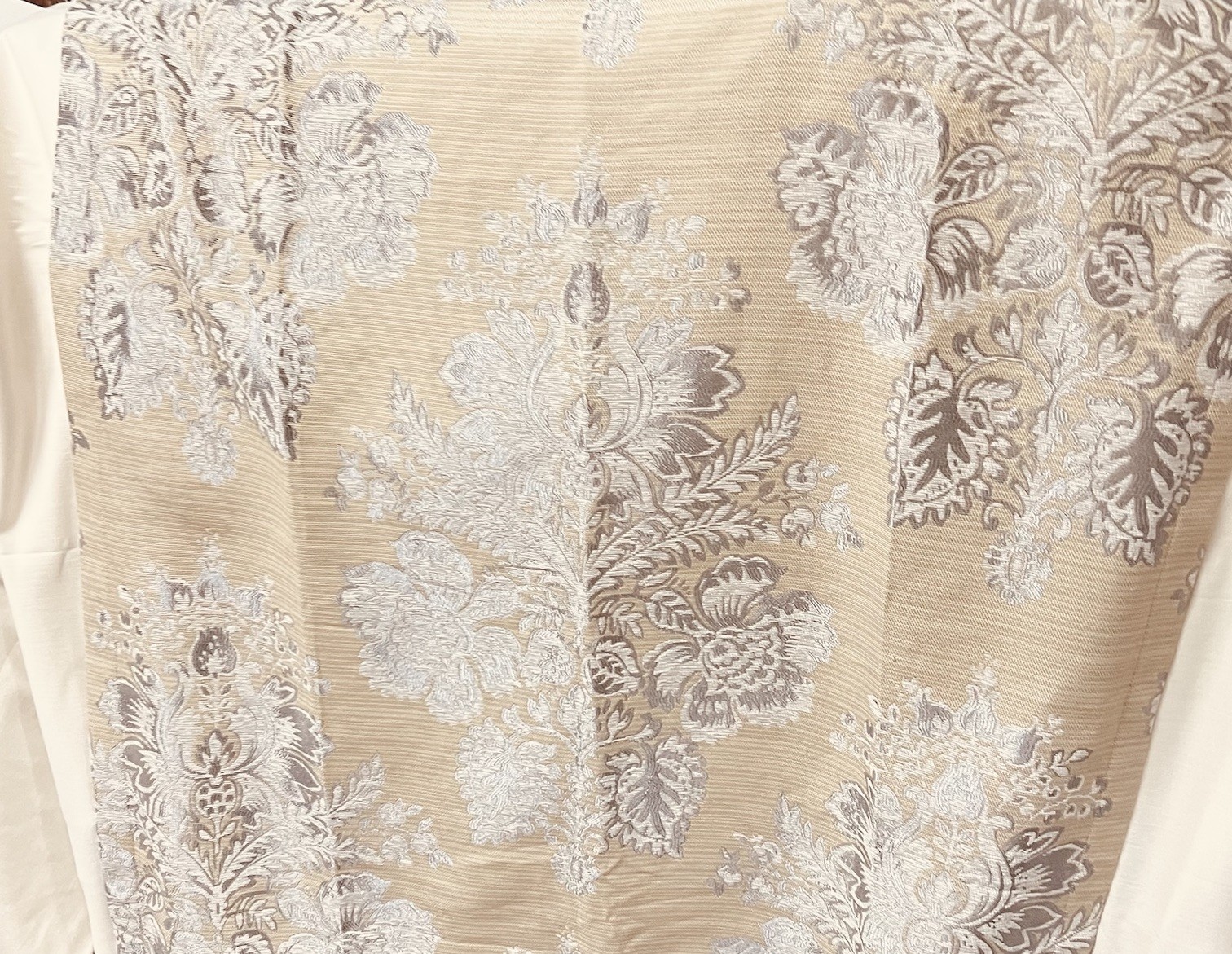 Croscill Jacquard Damask Curtains 42×88 Lined Rod Pocket Neutral Classic