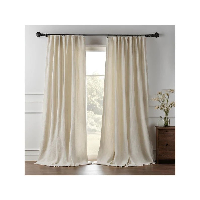 Extra Wide Thick Linen Curtains for living room, Heavy Linen Drapery Panels