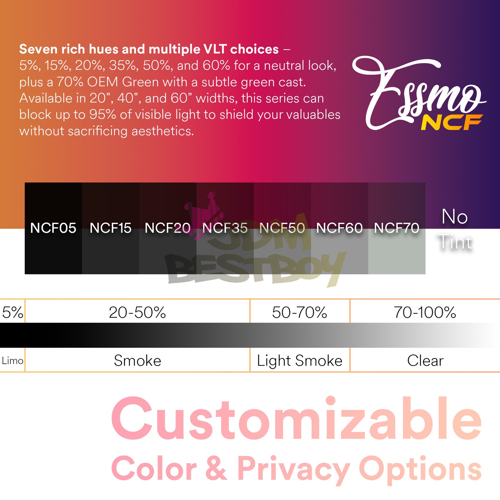 ESSMO Nano Ceramic Window Tint Film VLT UV Car Home Office Roll Heat Protection