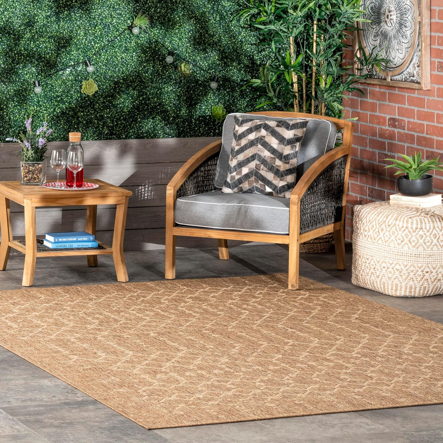 Outdoor Performance Grayson Brown/Ivory, 8′ X 10′, Moroccan, Soft, High Traffic,