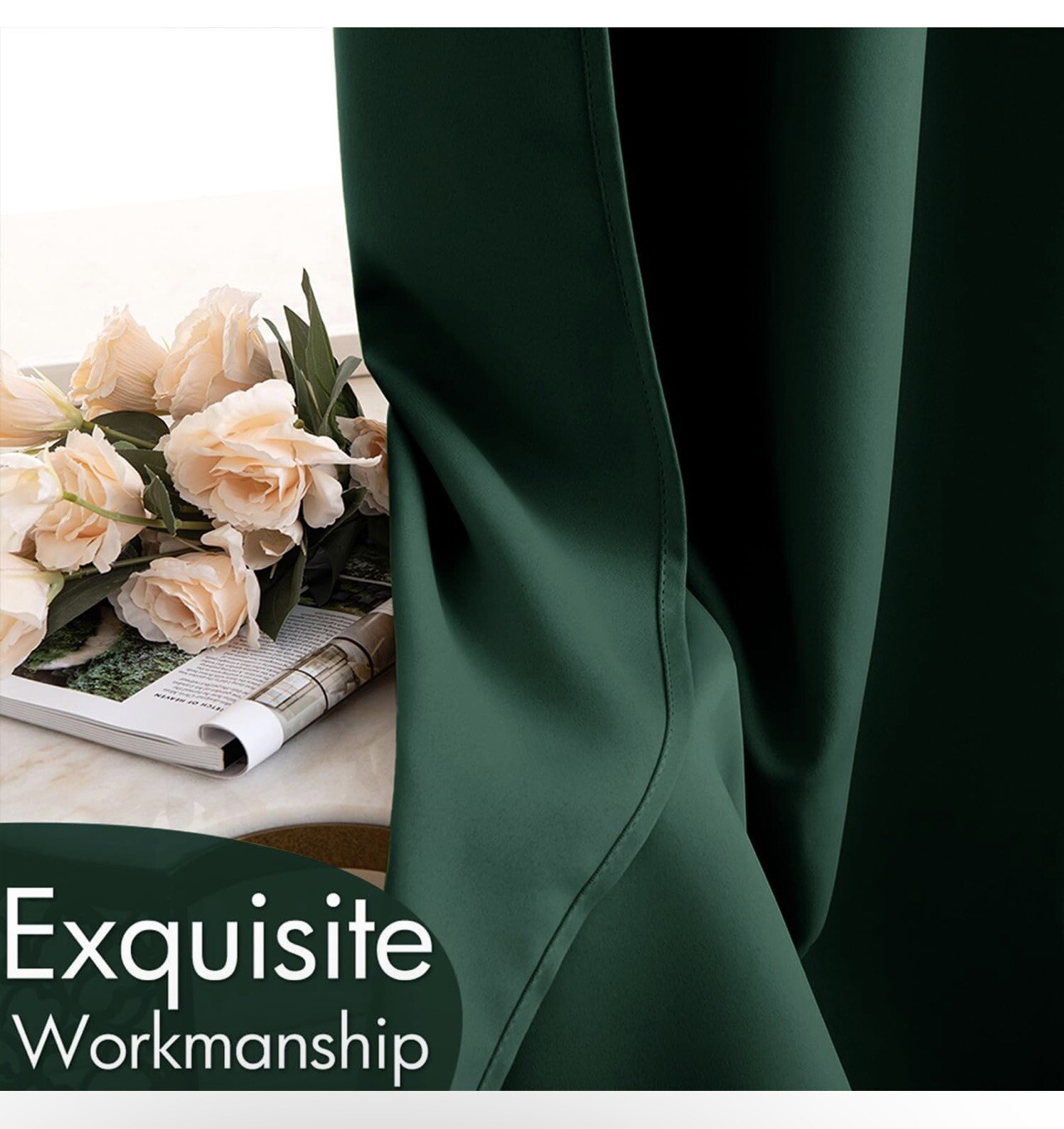 2 Panels Room Darkening Curtains & Drapes for Bedroom – Grommet Solid Texture…