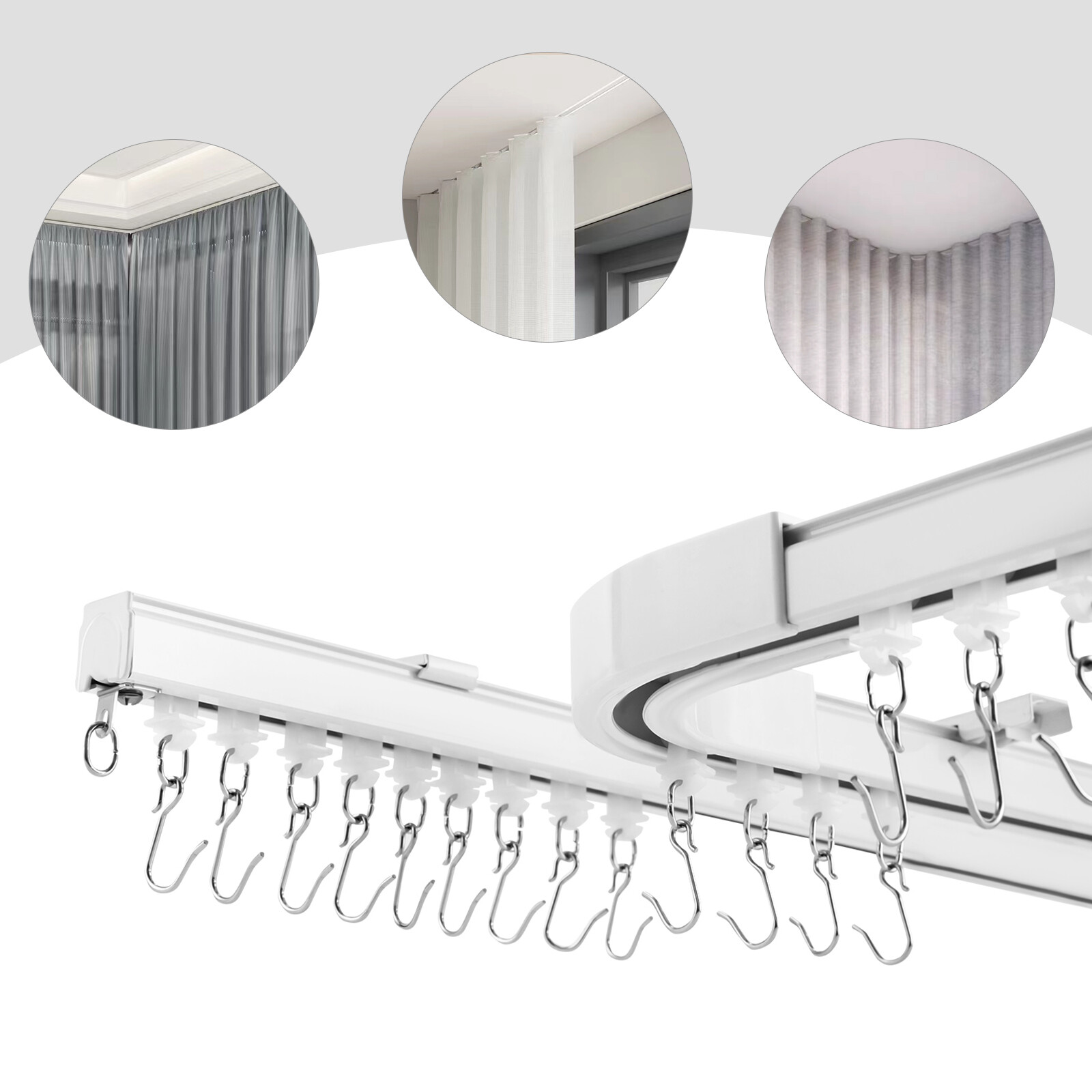 Curtain Track Rail Set For Ceiling Room Divider Privacy 12ft-18ft Heavy Duty