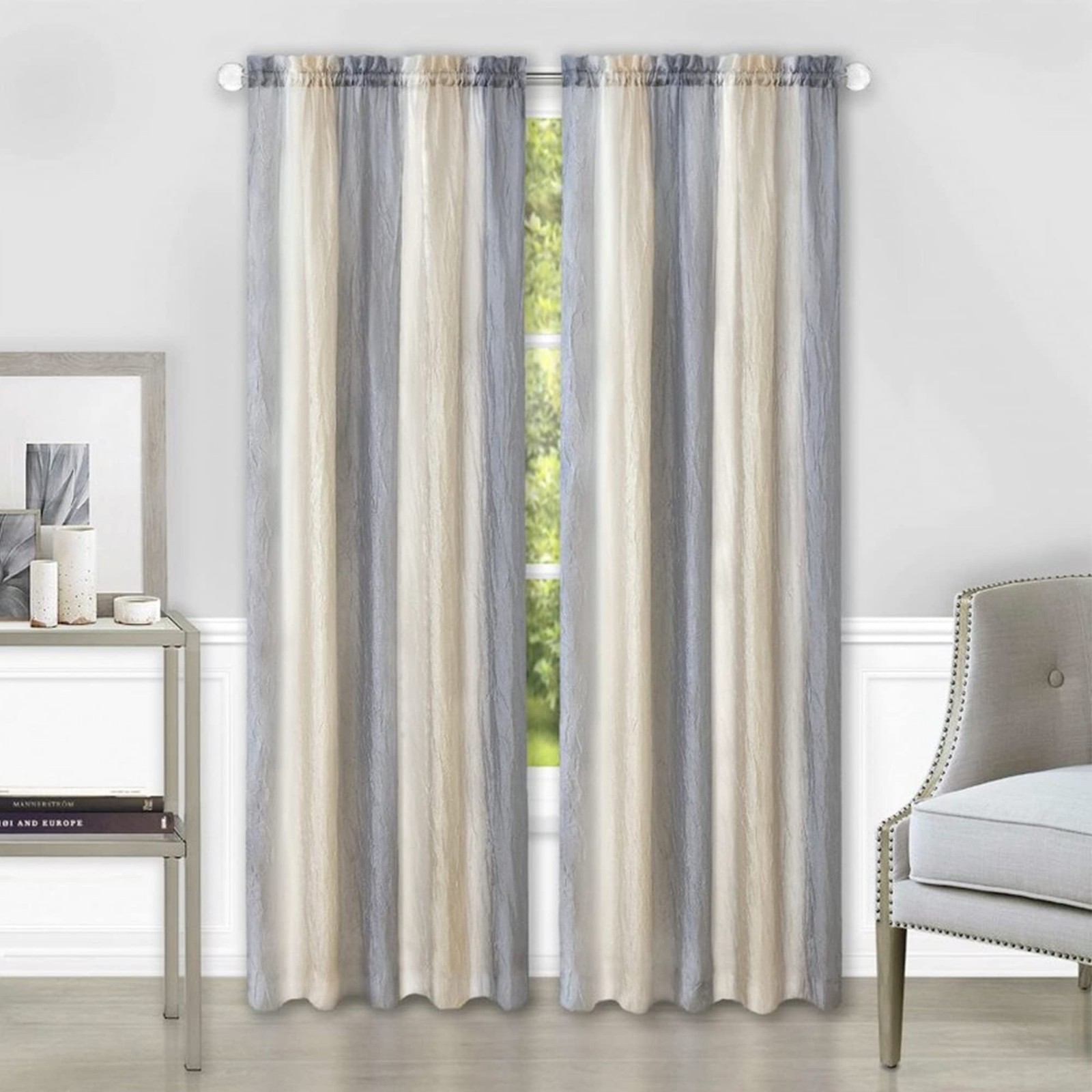 Ombre Light Filtering Window Curtain Panel – 50 Inch Width, 84 Inch Length, 2…