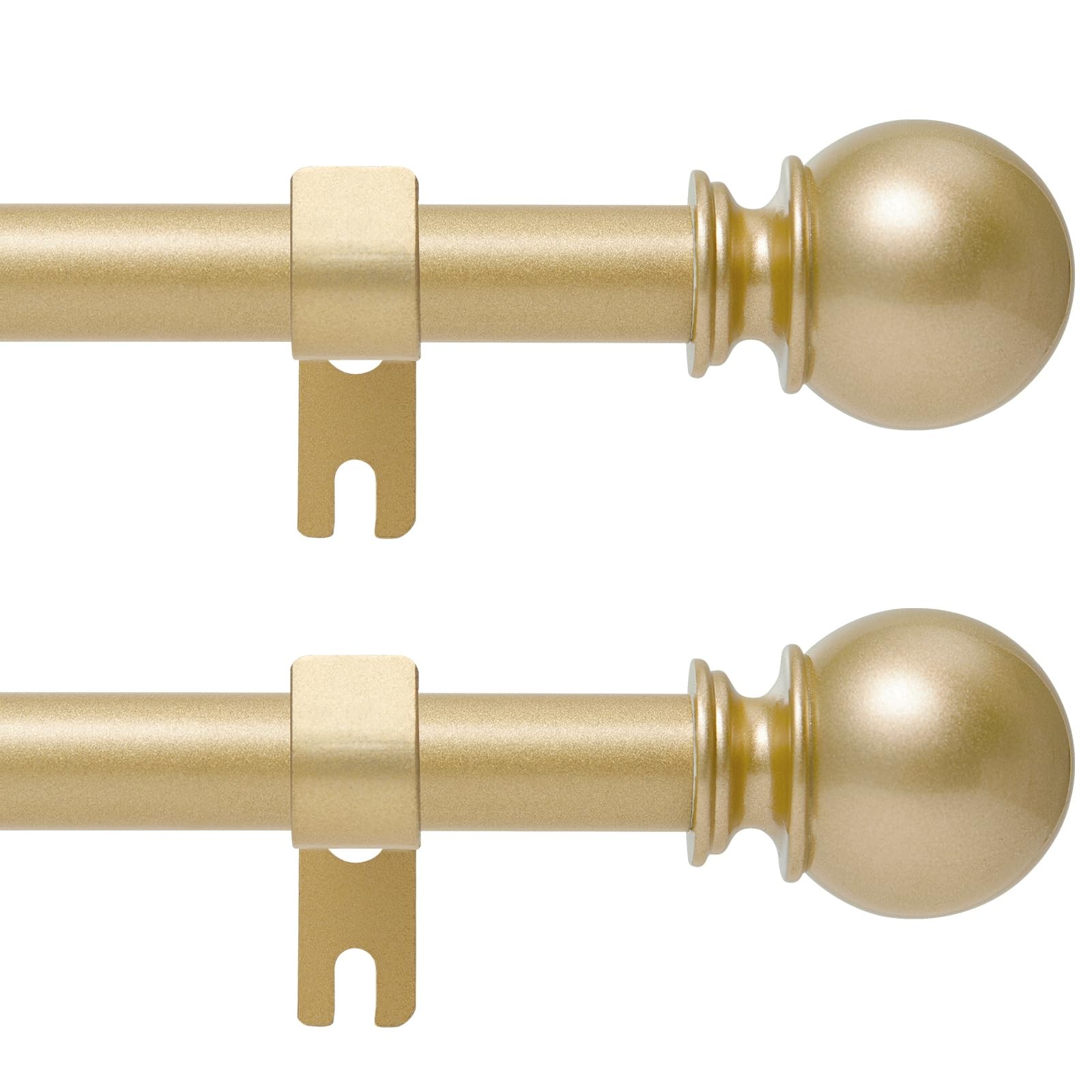 Gold Curtain Rod for Windows 28 to 48 Inch,2 Pack 5/8 Inch Diameter Adjustabl…