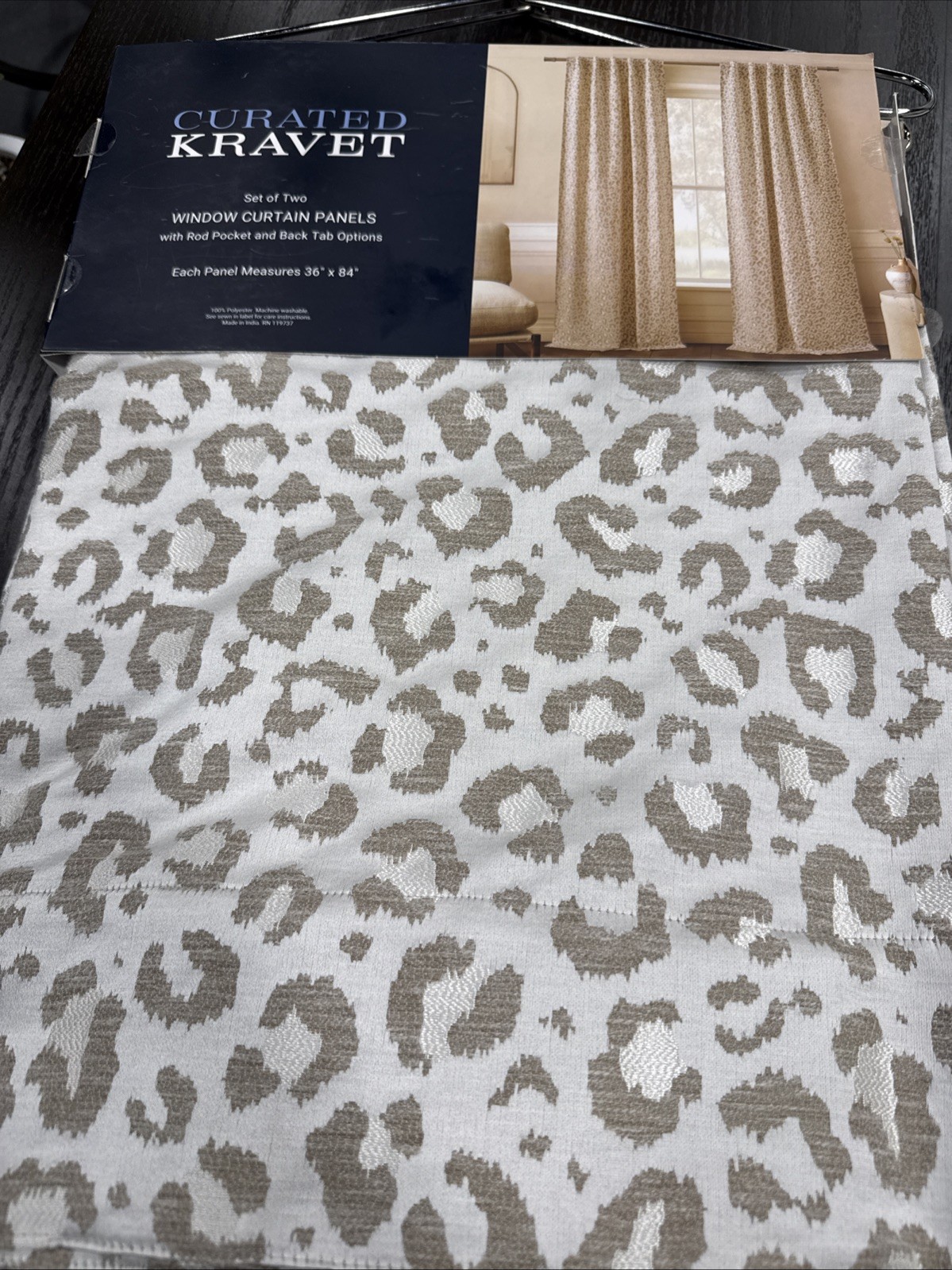 (2) Curated Kravet Jacquard Leopard Designs Rod Pocket Window Panel 84” New~