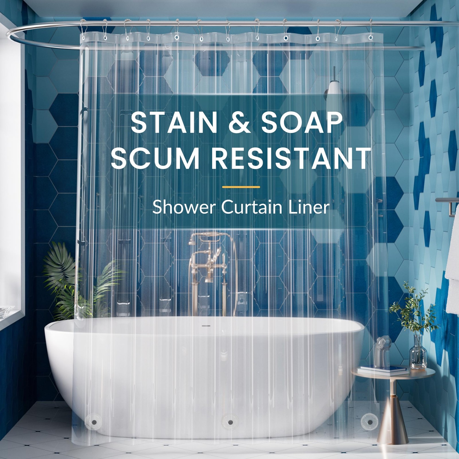 Titanker Clear Shower Curtain Liner Plastic 72″W x 78″L (Pack of 1),