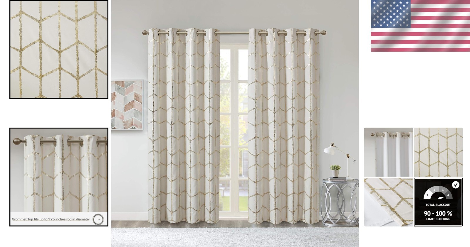 Trendy Geometric Design Window Panel, 100% Blackout, 50″x84″