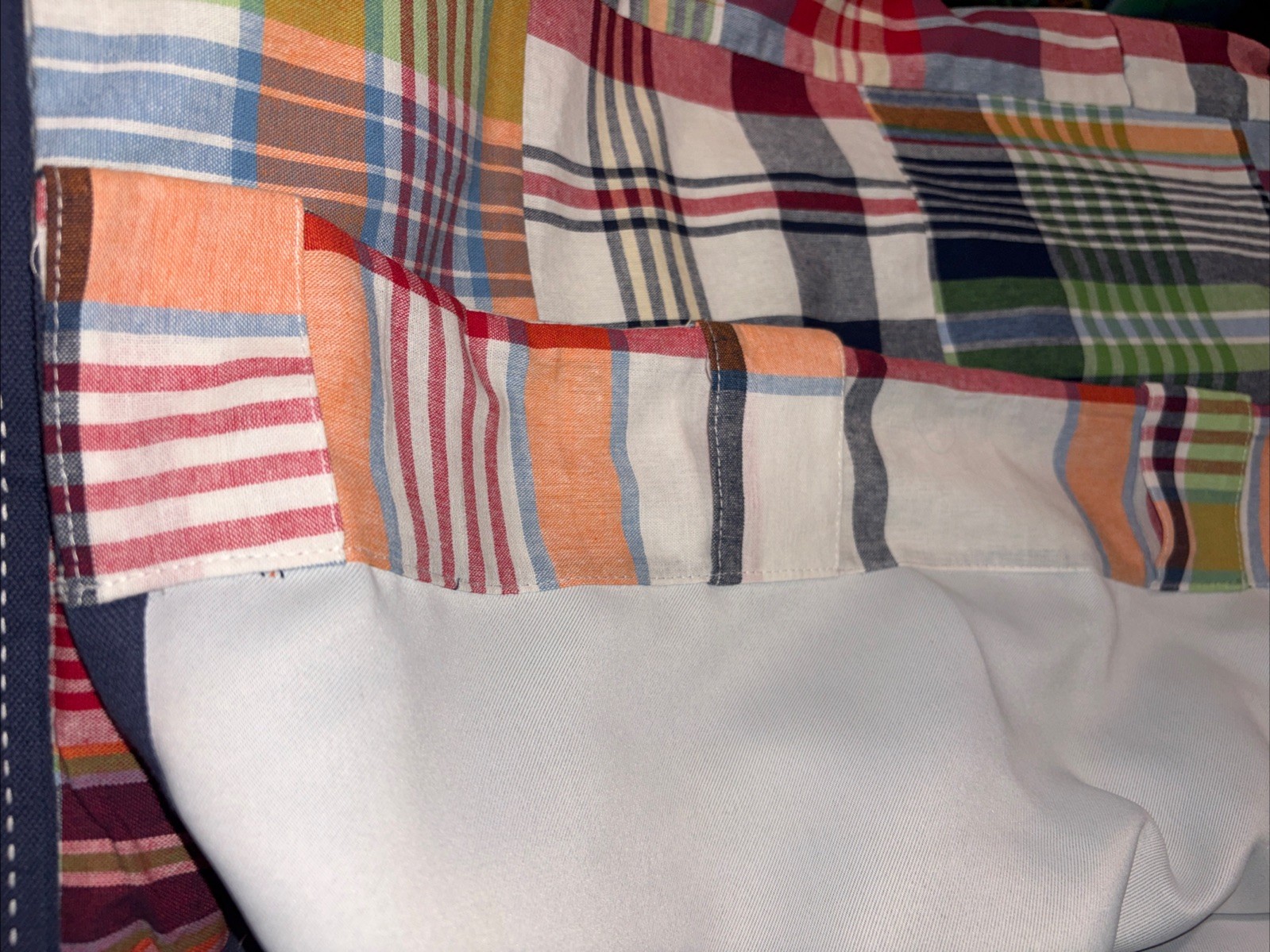 Pair POTTERY BARN KIDS MADRAS Plaid Patchwork Cotten Blackout CURTAINS 44×84 (2)