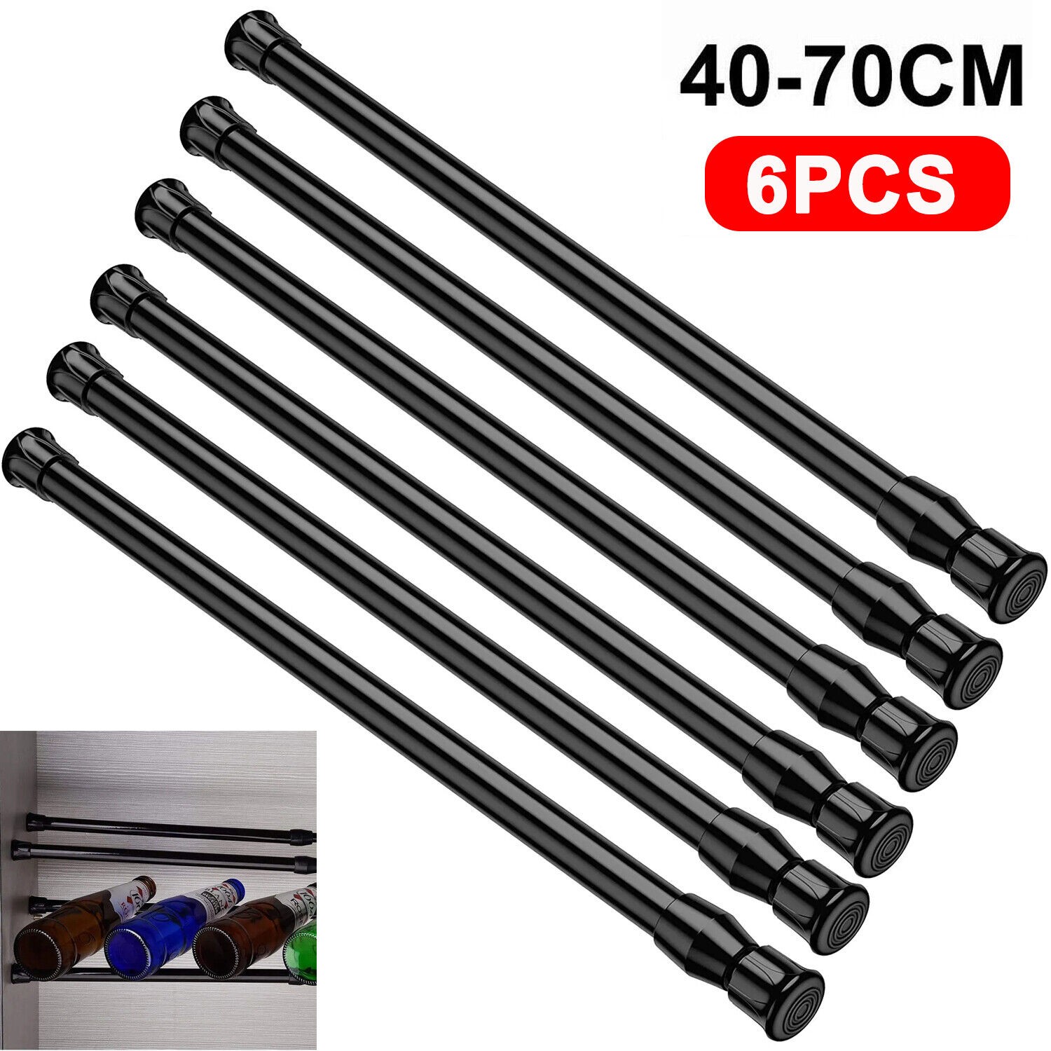 Telescopic Rods 23-44″ Heavy-Duty Steel Tension Curtain Rod Pole for Window Door
