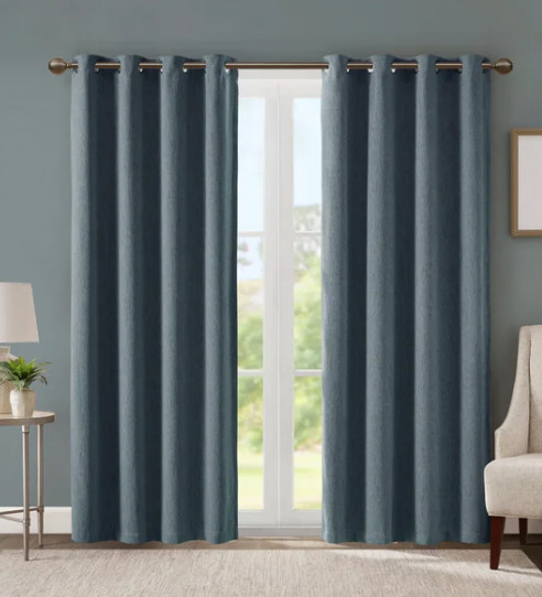 SunSmart Total Blackout Lined Panel Pair with Grommets, Indigo Blue 52” x 84”