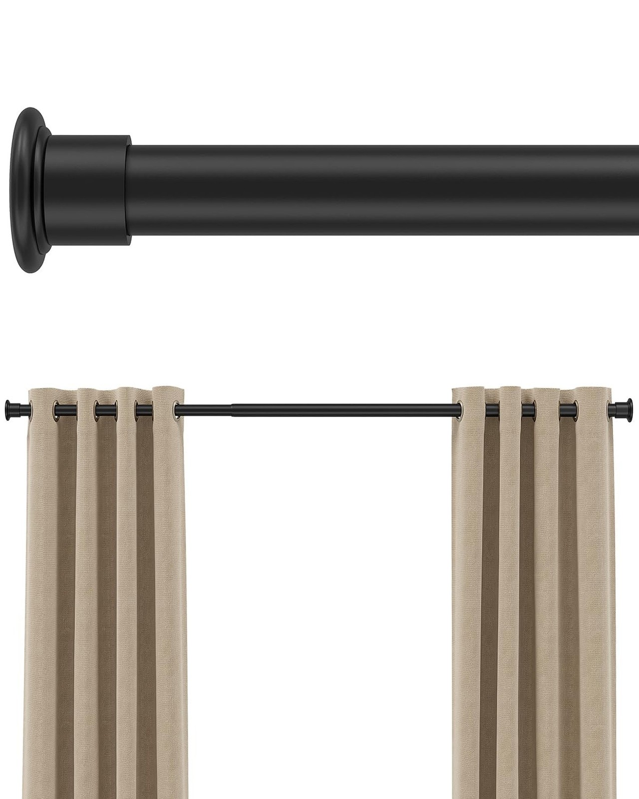 Tension Curtain Rod by EZFurni, 42-123 Inches, Heavy Duty Tension Rods for Wi…