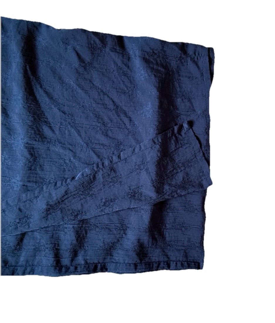 Navy Blue Lightweight Window Scarf Valance Drape Jacquard Damask Indigo Curtain