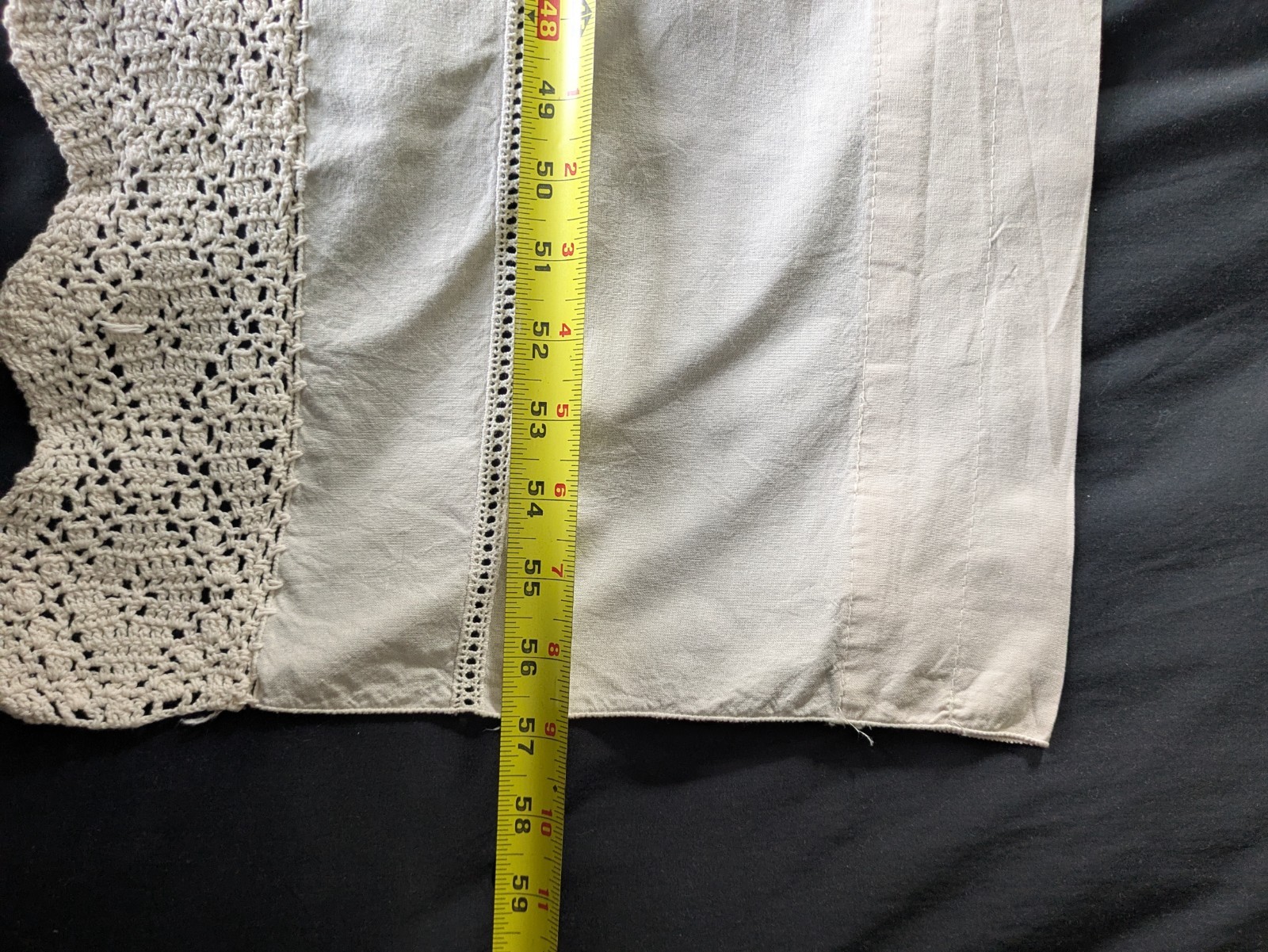 Essential Home Linen Valance Curtain Cream Ivory with Crocheted Edge 14x 57