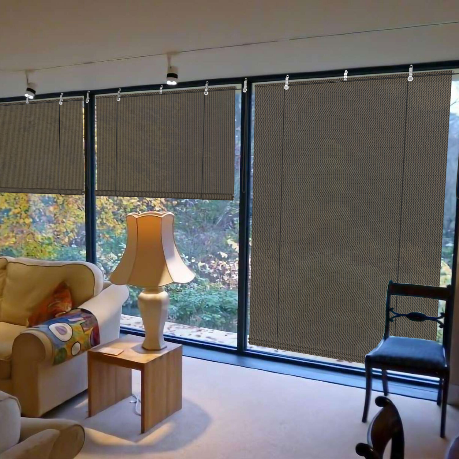 Outdoor Roll Up Shade Roller Blind UV Block for Patio Porch Pergola Office Brown