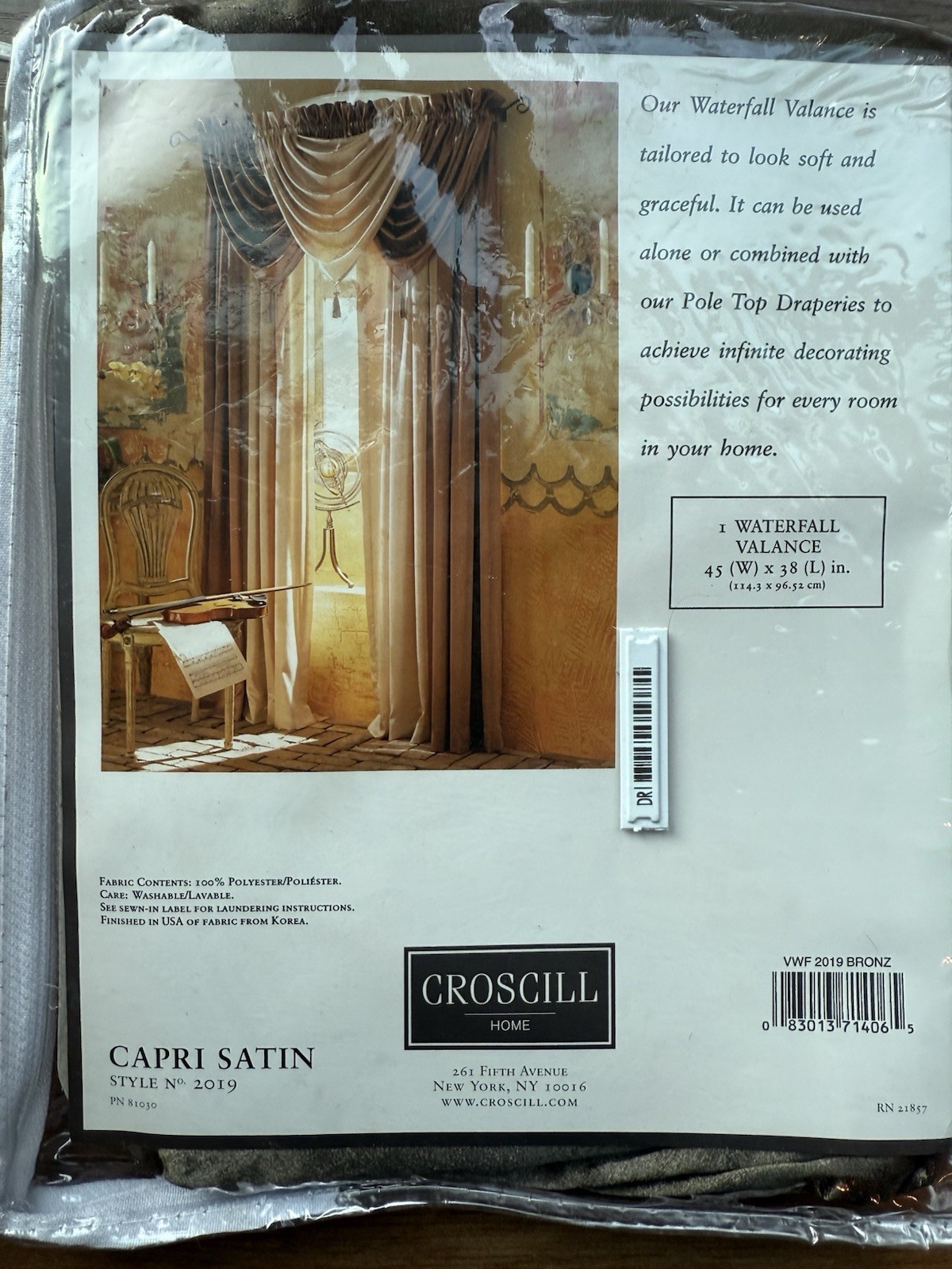 3 Vtg Croscill Waterfall Valances Capri Satin In Bronze Tassels New 45×38” Each