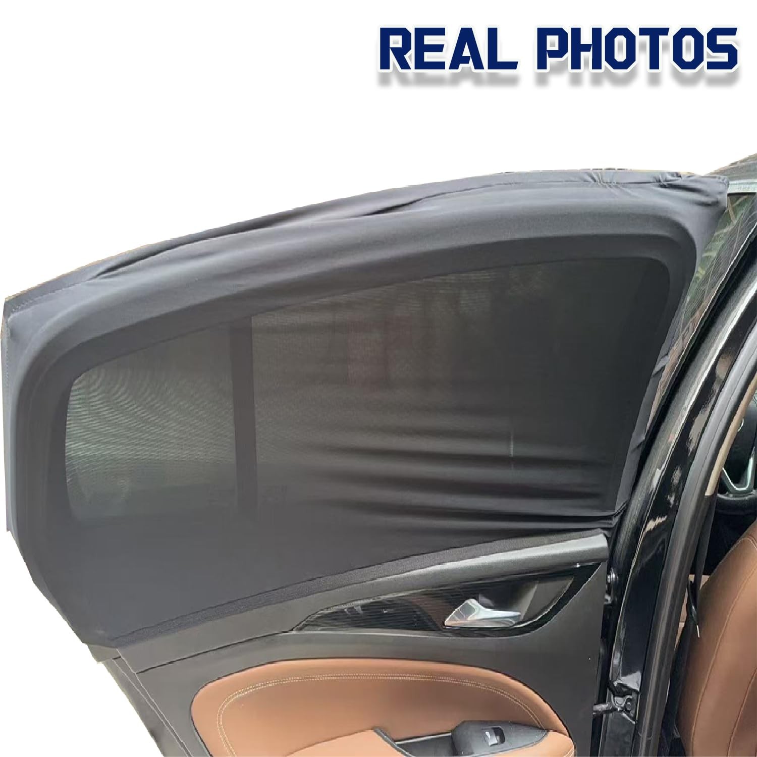 Car Rear Window Screens for Side Windows, 2 Pack Black
