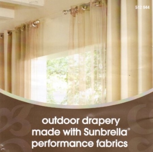 New Sunbrella Outdoor Drapery 50inx84in antique beige outdoor drapery sunbrella