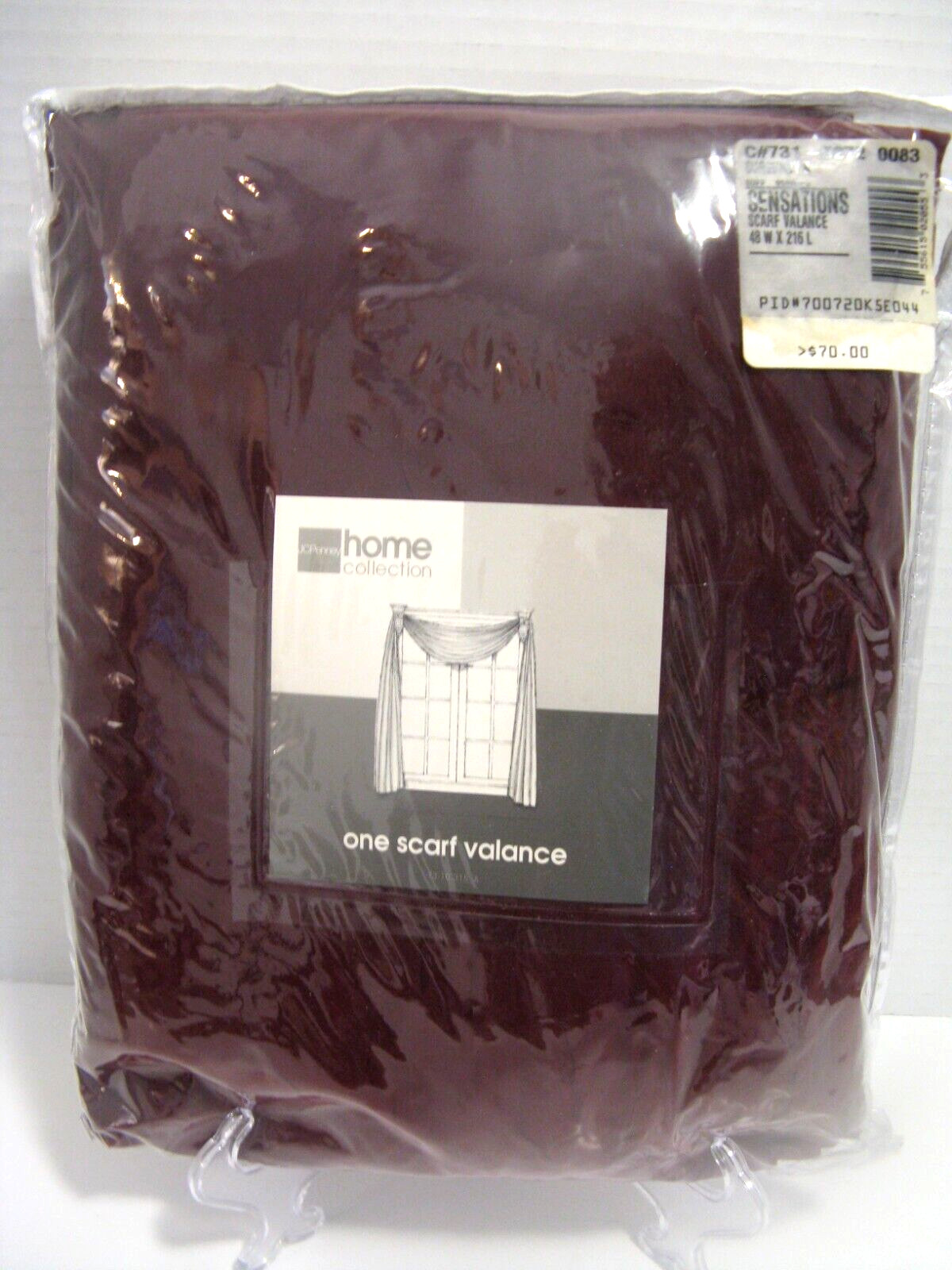 VTG JC Penney Home Collection Sensations One Scarf Valance 48×216″ Burgundy NOS