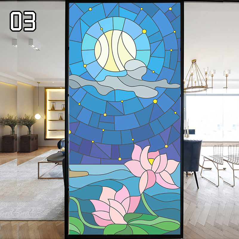 Window Film Retro Oil Painting Static Cling Room Decoration