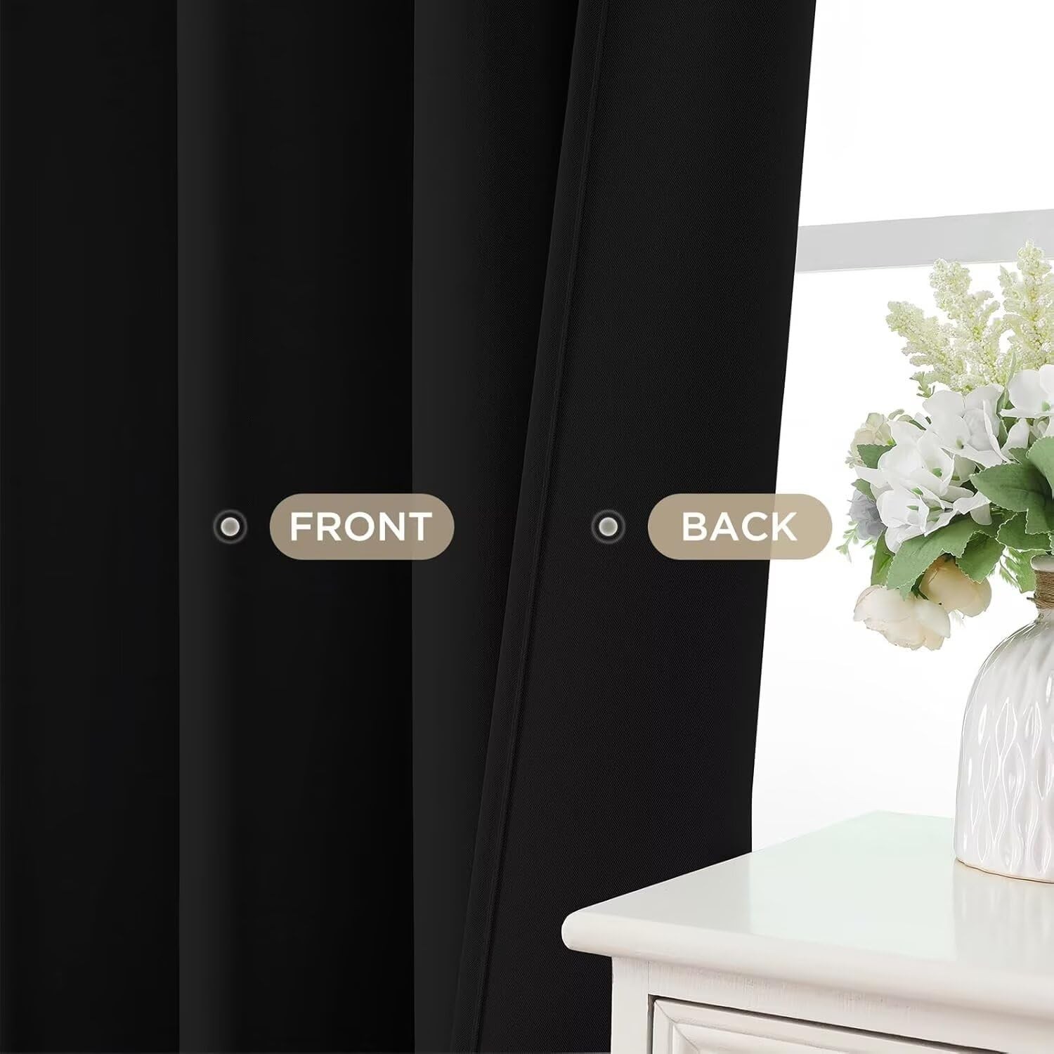Joydeco Black Blackout Curtains 84 Inch Length 2 Panels Set, Black Out Curtains