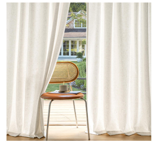 MIULEE Natural White Linen Curtains 52 x 90 Curtain Panels Drapes Semi Sheer NEW