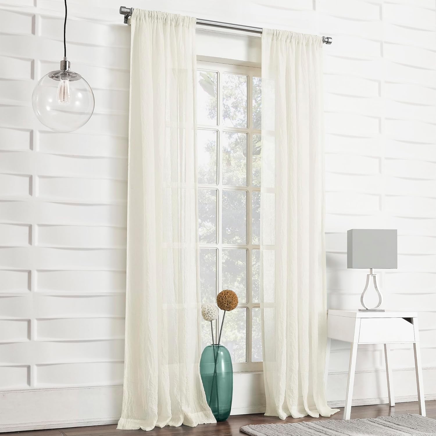 Soft Linen-Like Semi-Sheer Curtain Panel in Cream – 50″ x 84″ for Any Room