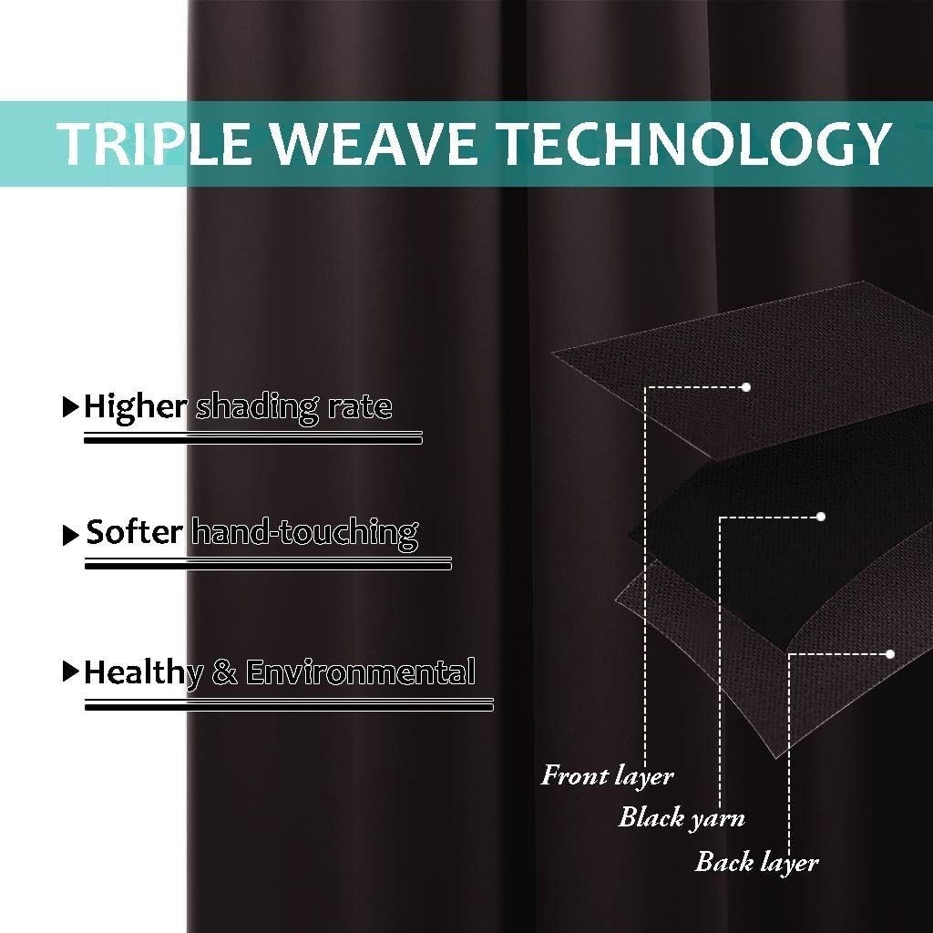 Noise Reduction Blackout Curtains, Toffee Brown, 2 Pack