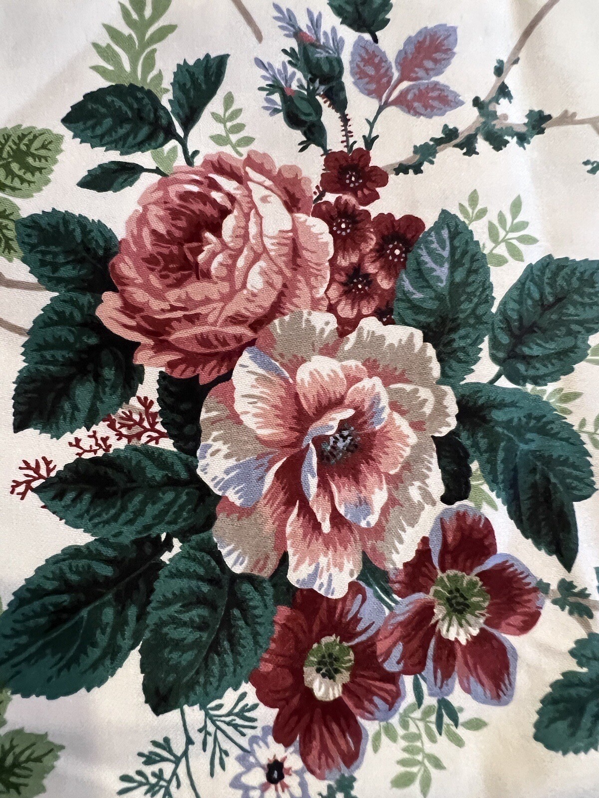 Waverly Home Set 2 Valances Floral Cottage Cabbage Rose Strait Edge 16 x 80 Each